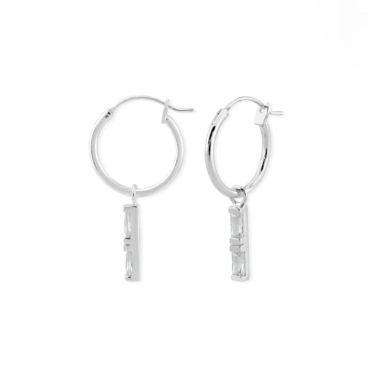 Clare Hoop Earrings with Baguette CZ Stone - Image 4