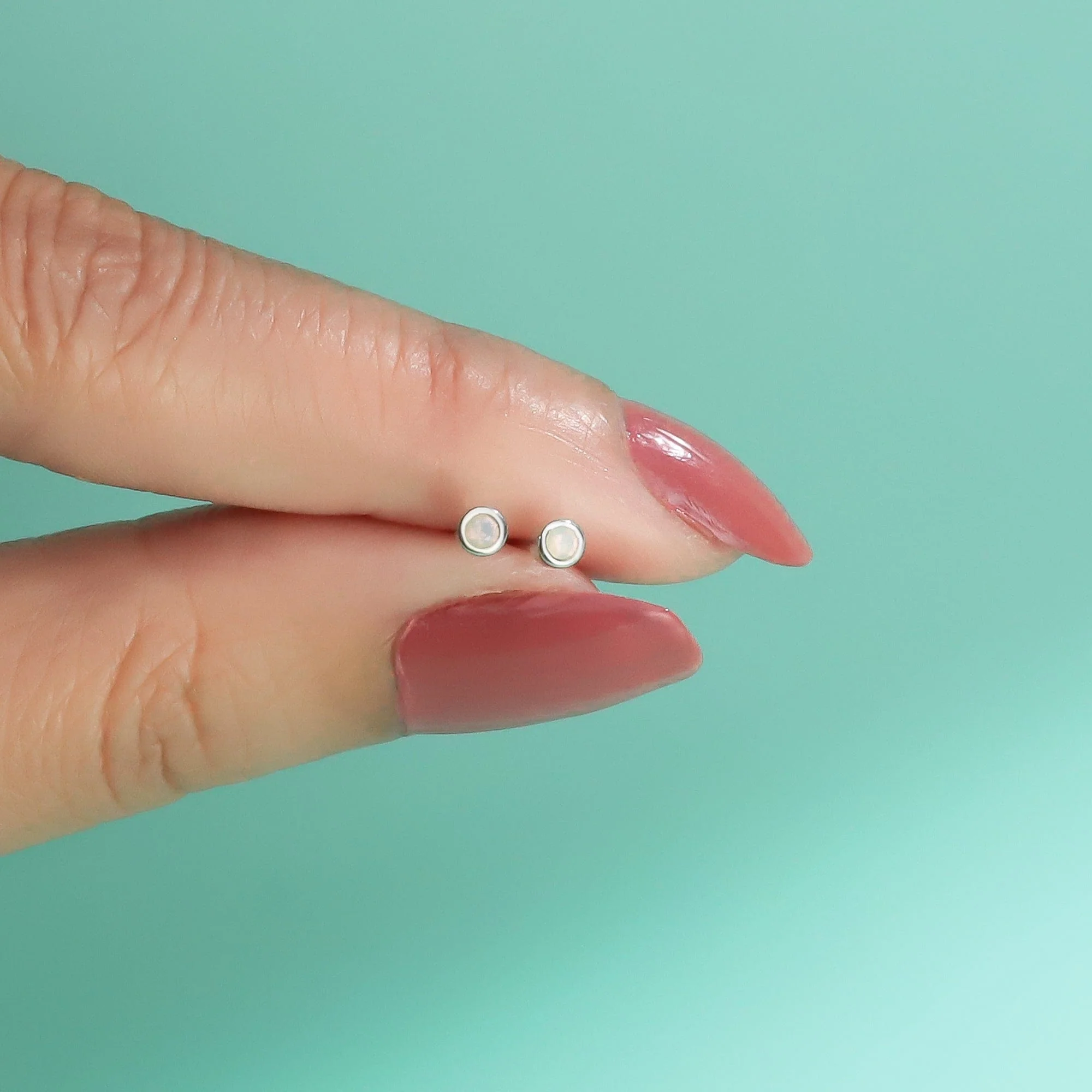 Clare Mini Dot Studs with Stone - Image 12