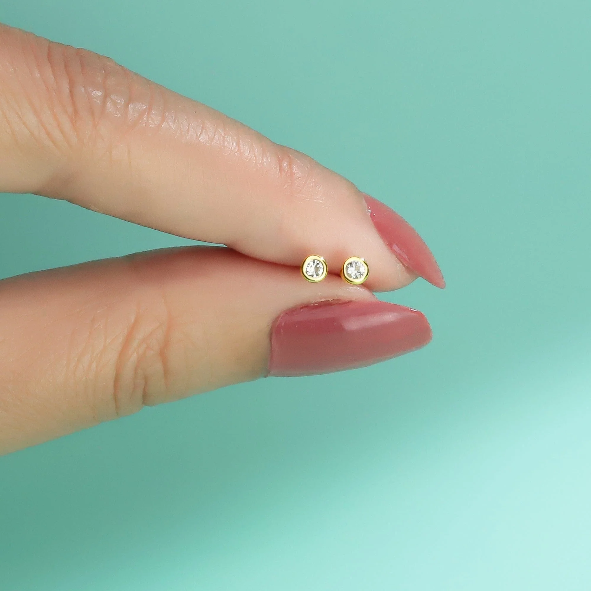 Clare Mini Dot Studs with Stone - Image 20