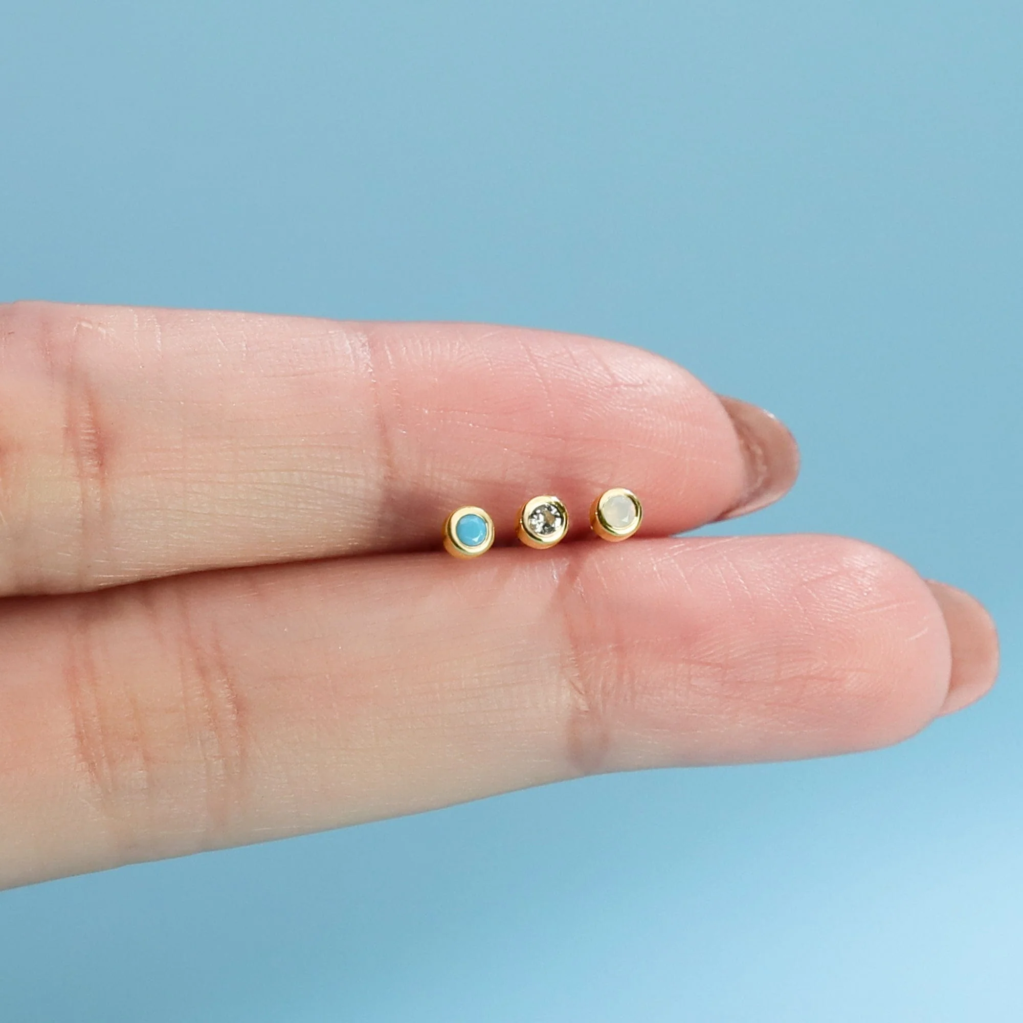 Clare Mini Dot Studs with Stone - Image 22