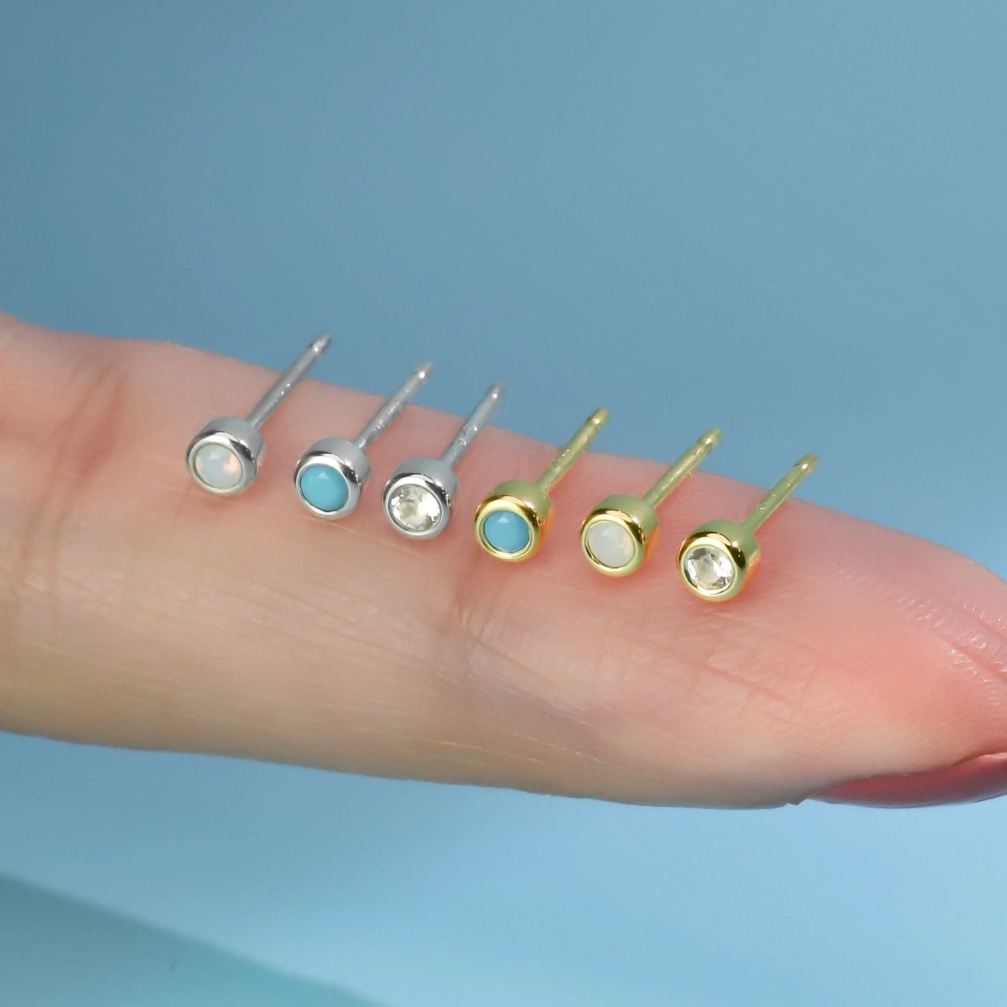 Clare Mini Dot Studs with Stone - Image 23