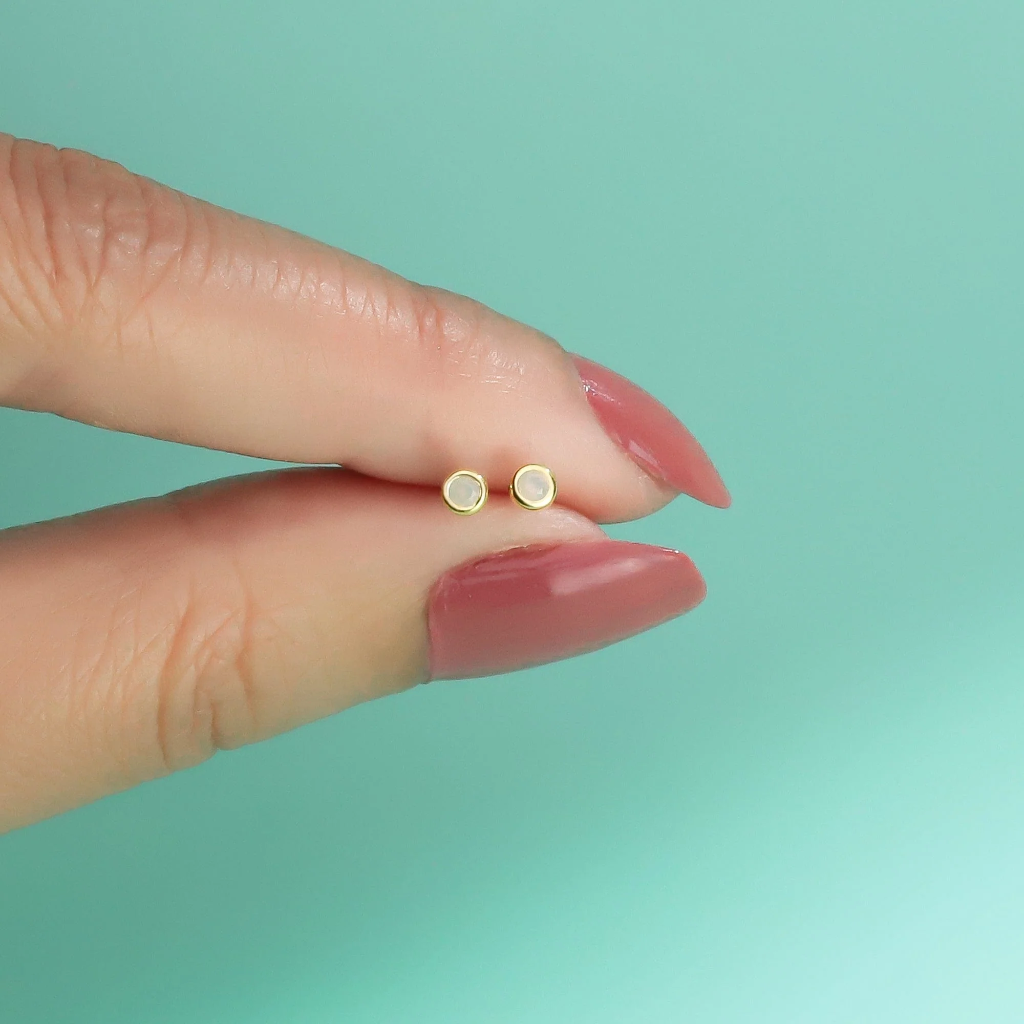 Clare Mini Dot Studs with Stone - Image 26