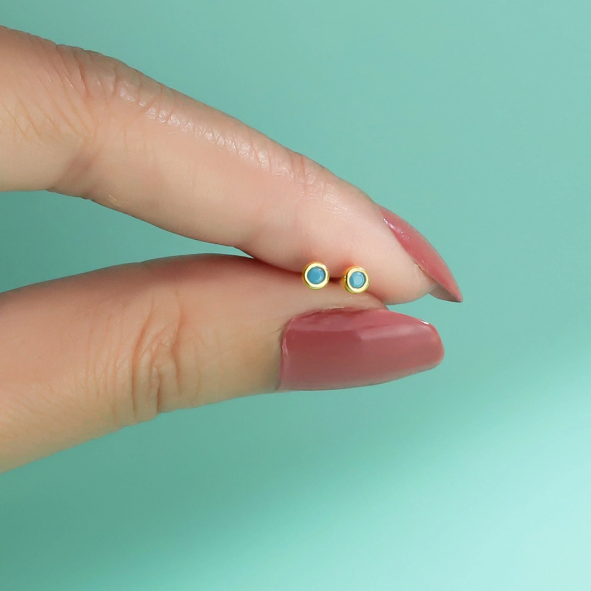 Clare Mini Dot Studs with Stone - Image 29