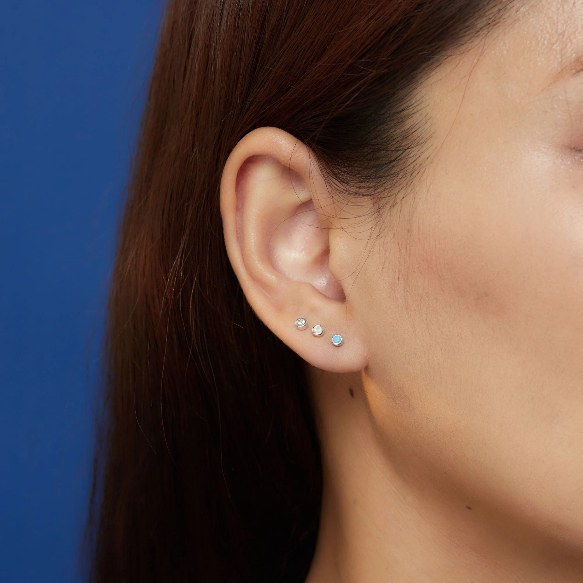 Clare Mini Dot Studs with Stone - Image 3