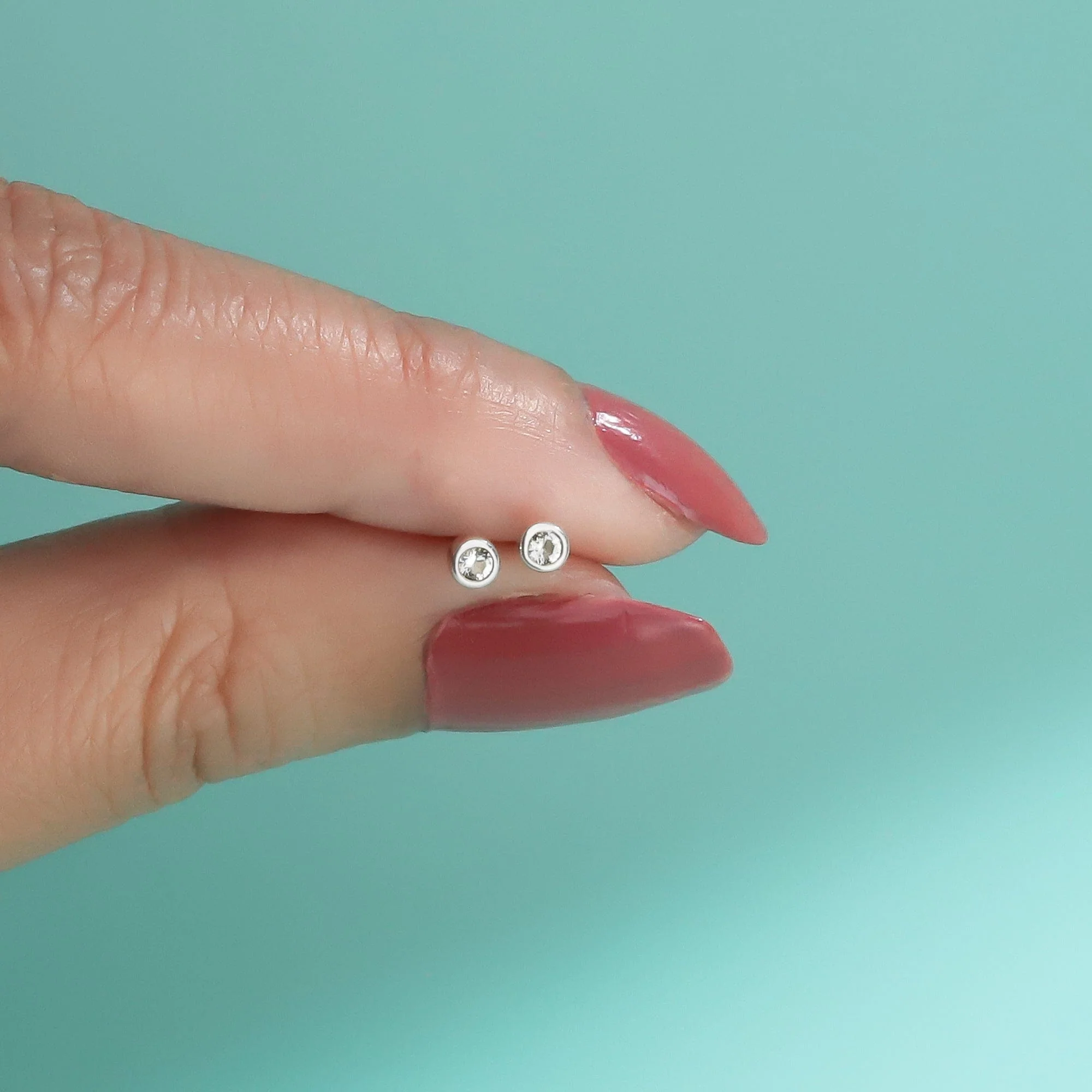 Clare Mini Dot Studs with Stone - Image 5