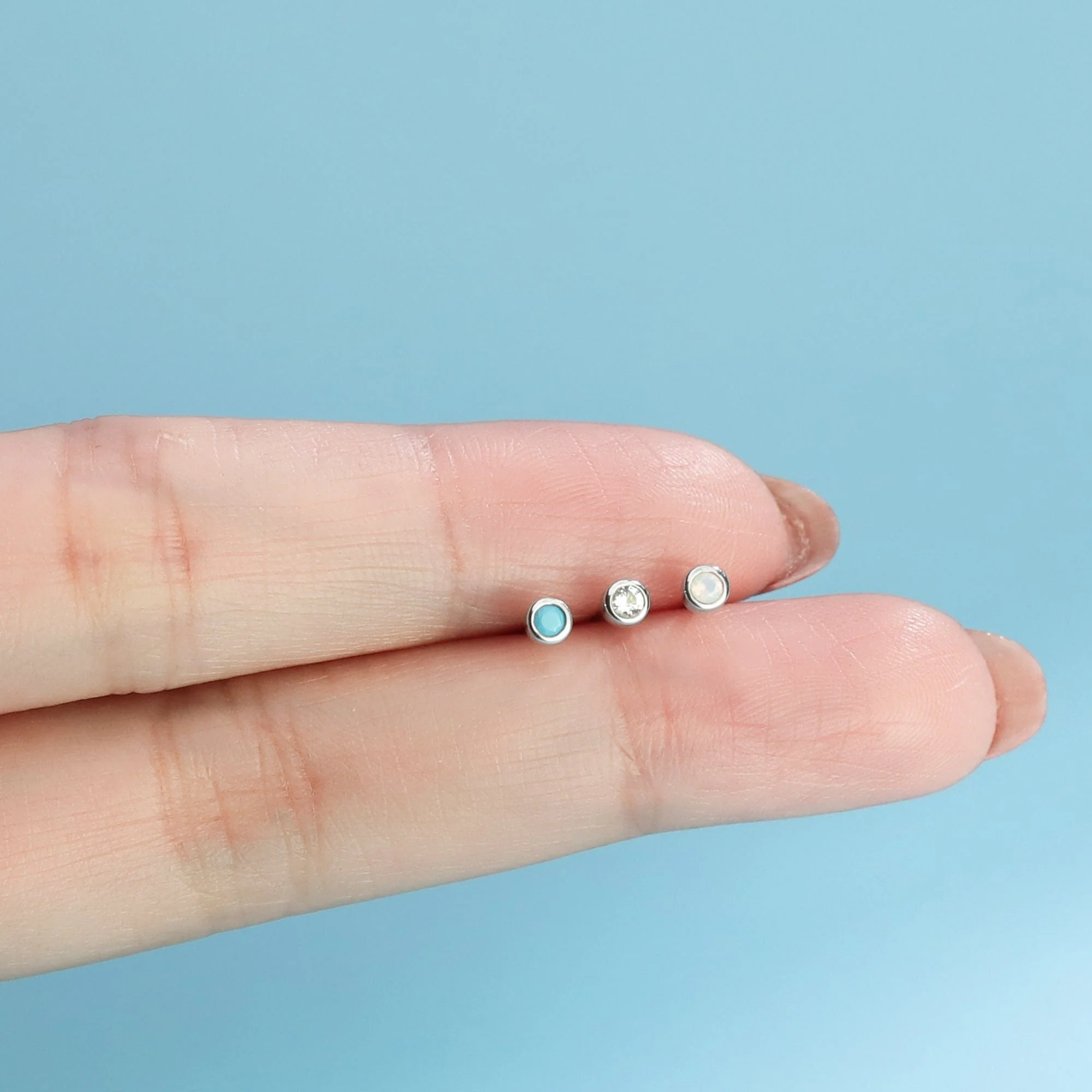 Clare Mini Dot Studs with Stone - Image 7