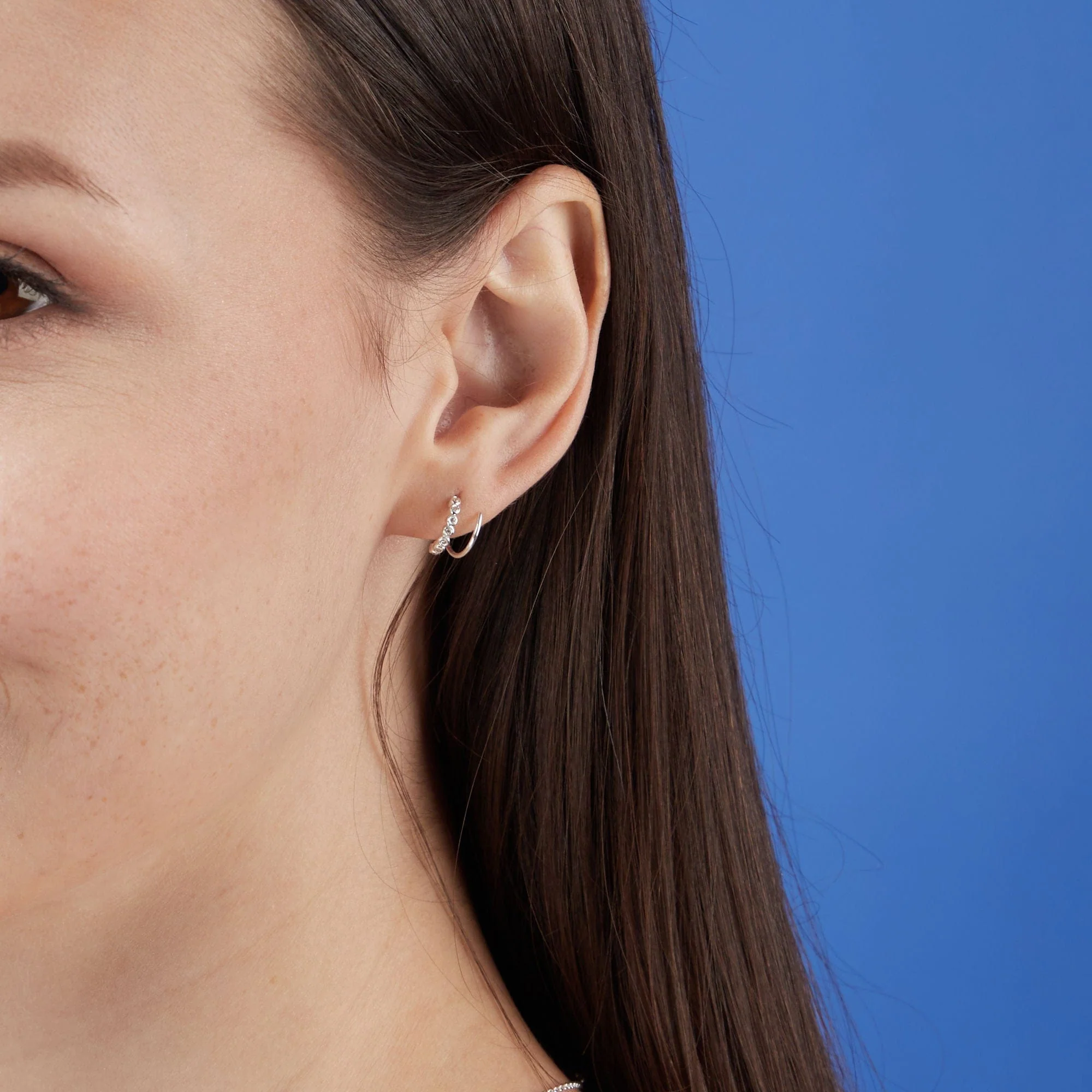 Clare Minimalist Wrap Pull Through Hoops with Stone - Image 3