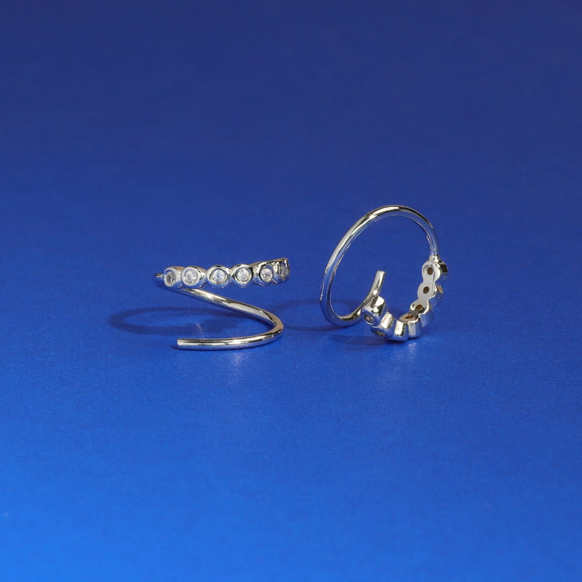 Clare Minimalist Wrap Pull Through Hoops with Stone - Image 4