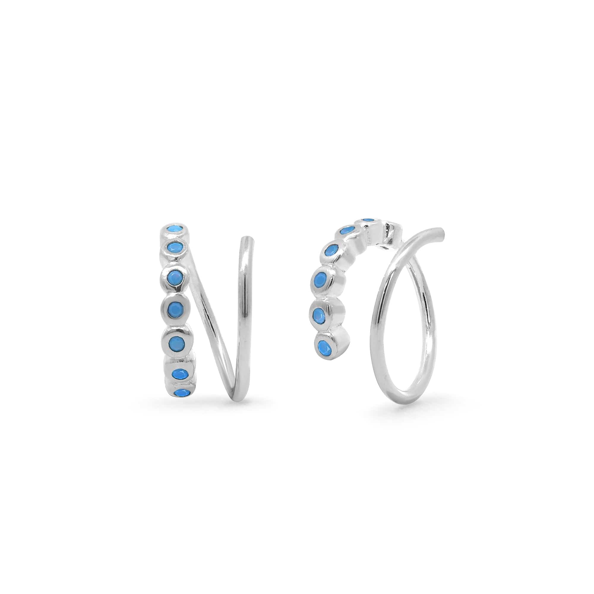 Clare Minimalist Wrap Pull Through Hoops with Stone - Image 5