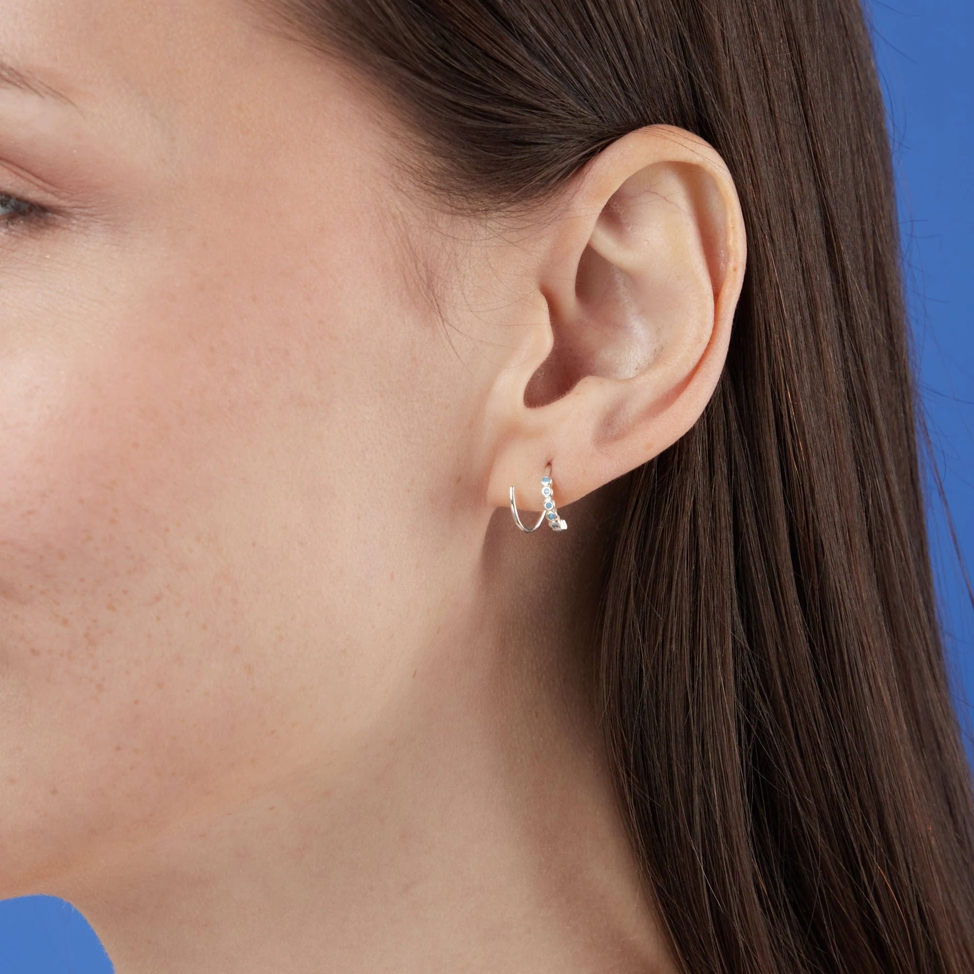Clare Minimalist Wrap Pull Through Hoops with Stone - Image 6