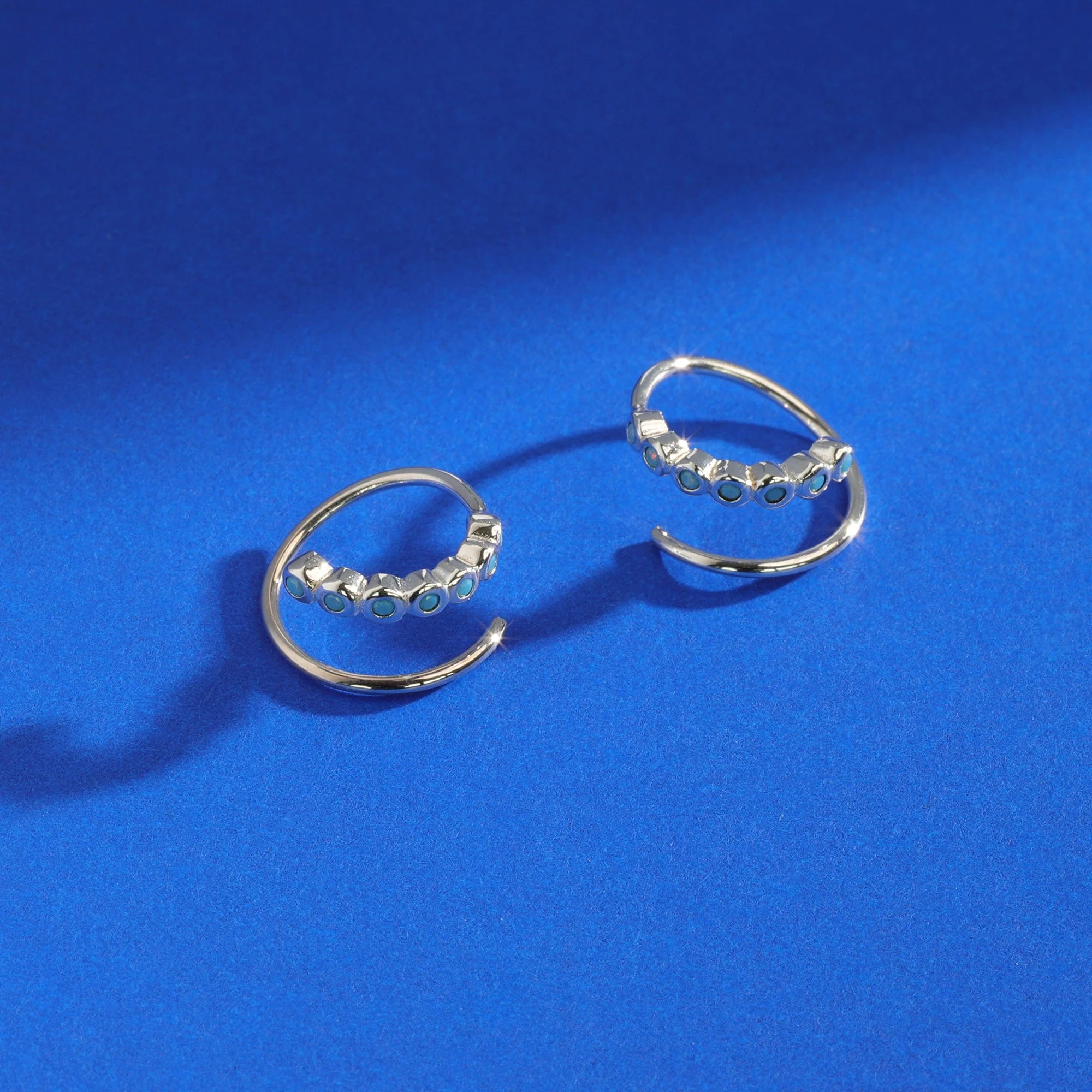 Clare Minimalist Wrap Pull Through Hoops with Stone - Image 7