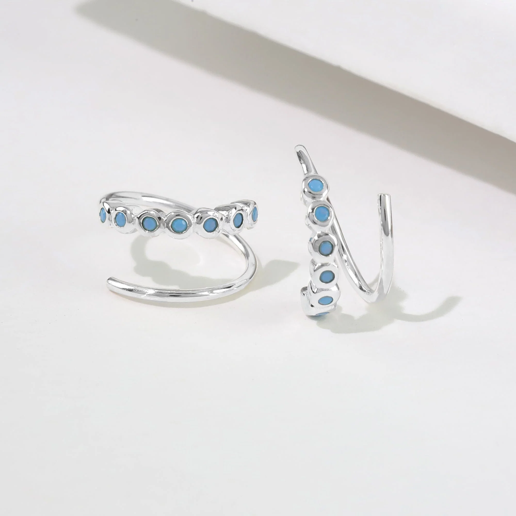 Clare Minimalist Wrap Pull Through Hoops with Stone - Image 8
