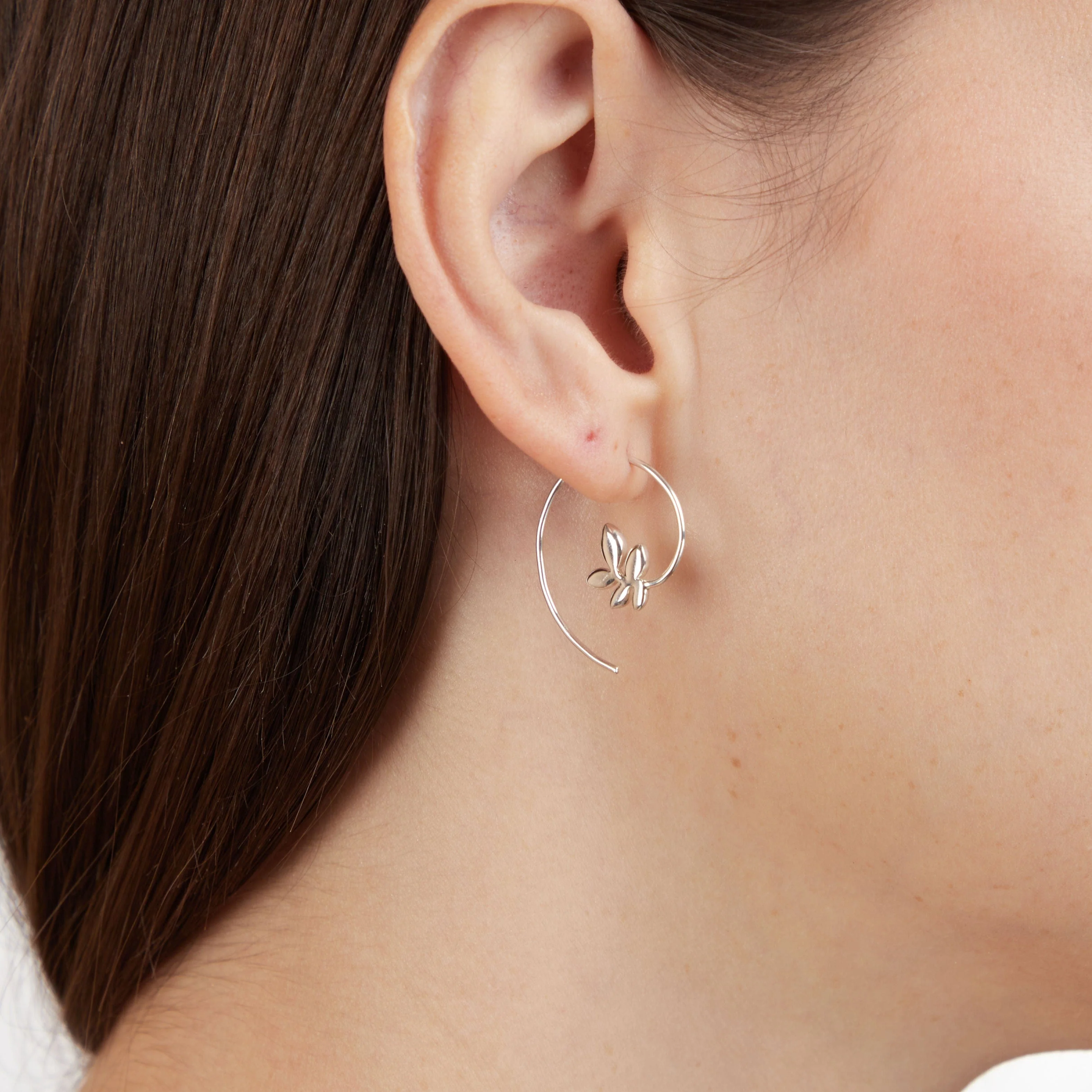 Green Colored Stone Leaf Pull Through Hoops - Image 3