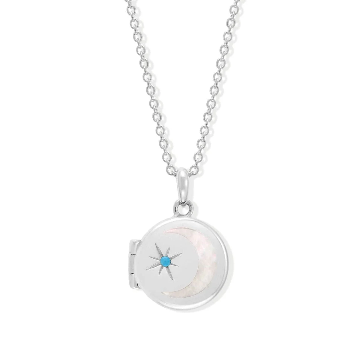Circle Crescent Moon Birthstone Locket - Image 3