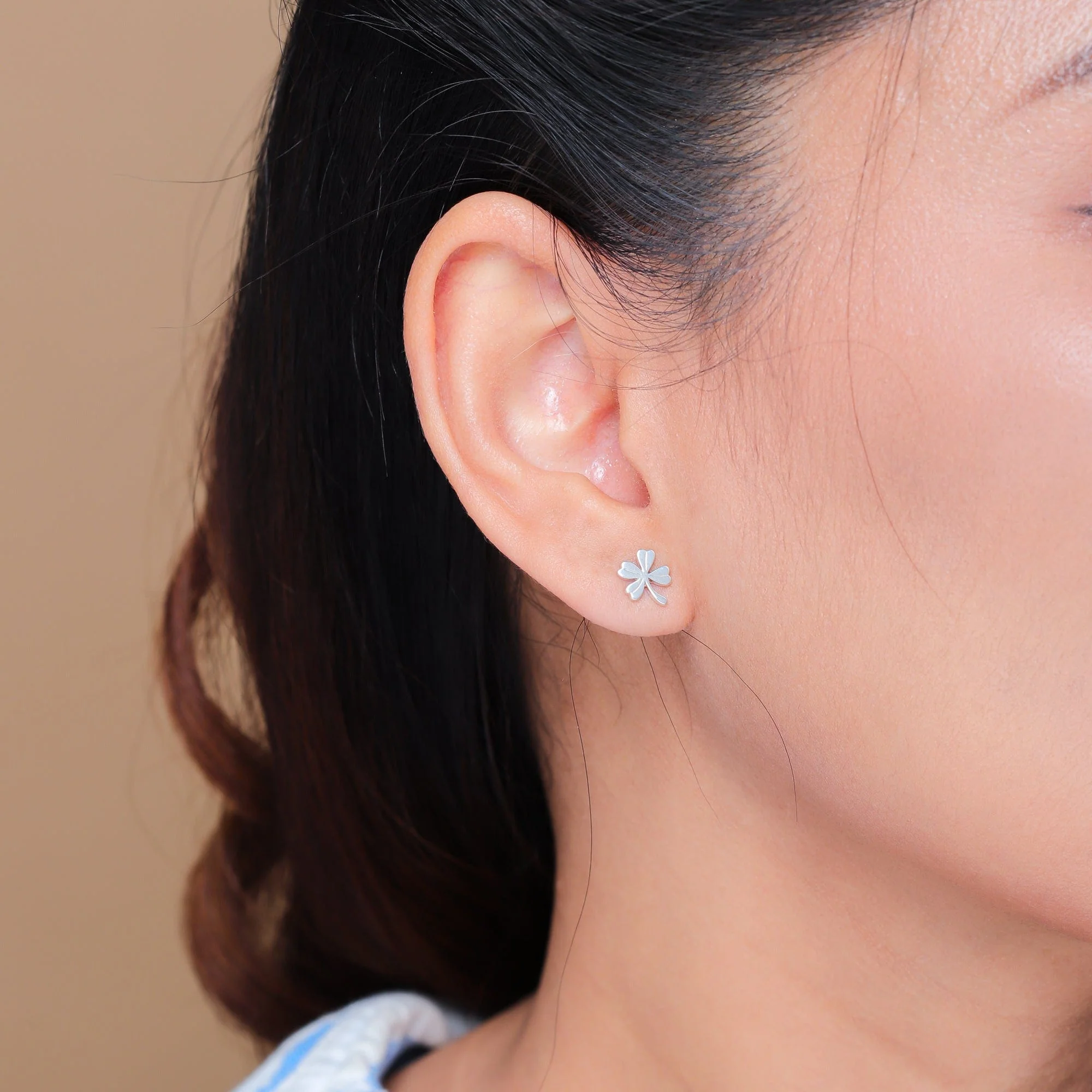 Dainty Lucky Four-Leaf Clover Studs - Image 2