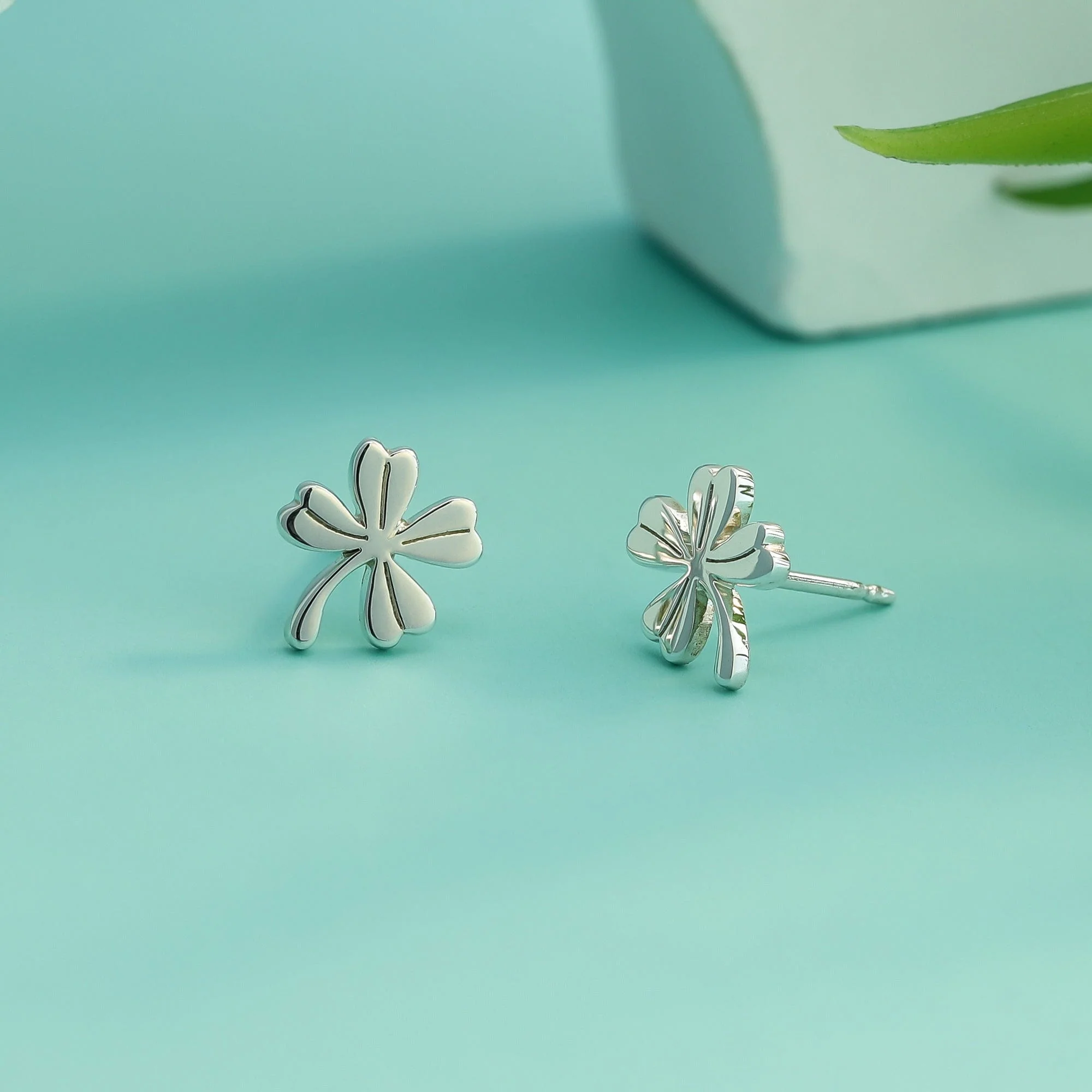 Dainty Lucky Four-Leaf Clover Studs - Image 4