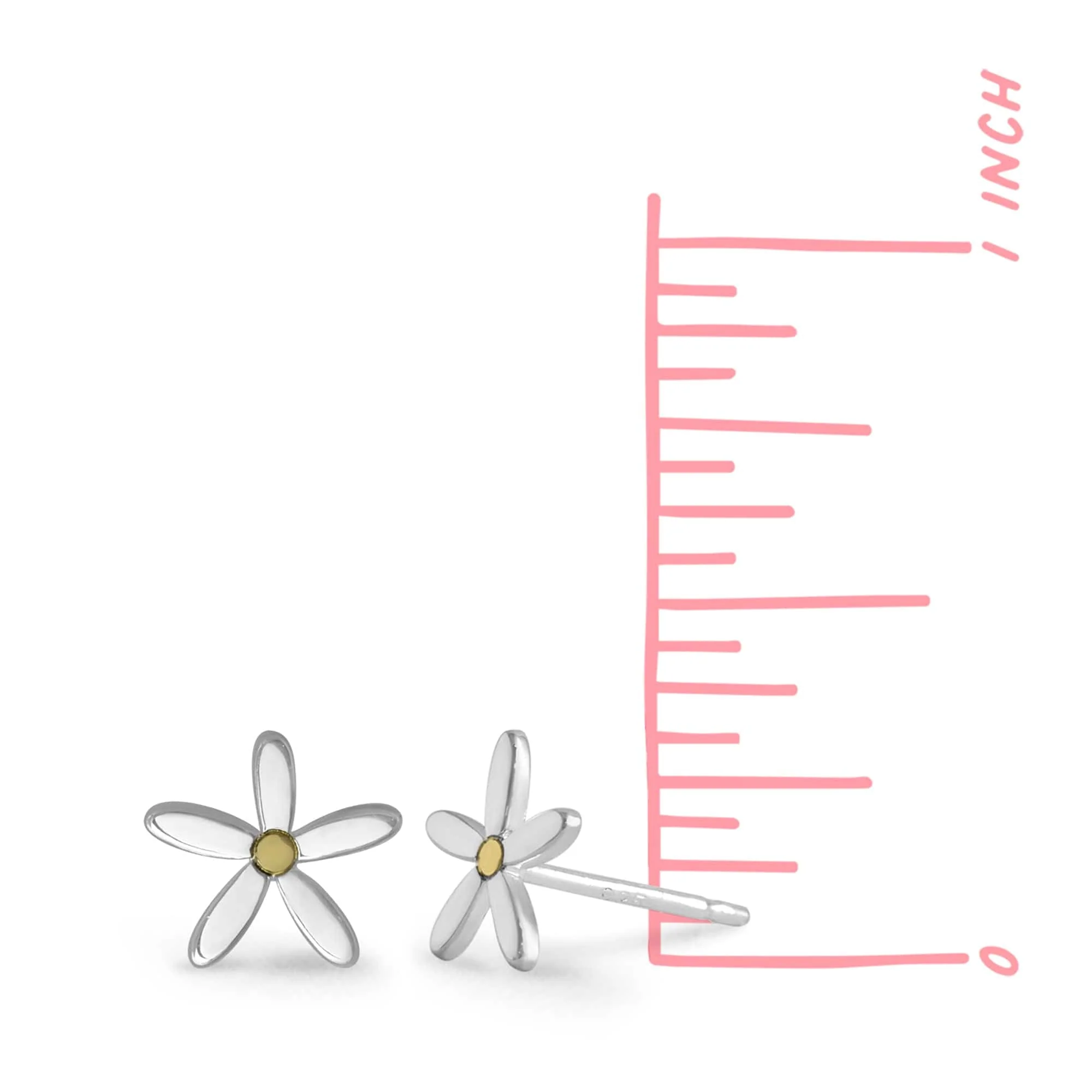 Dainty Petal Daisy Flower Stud Earrings - Image 4
