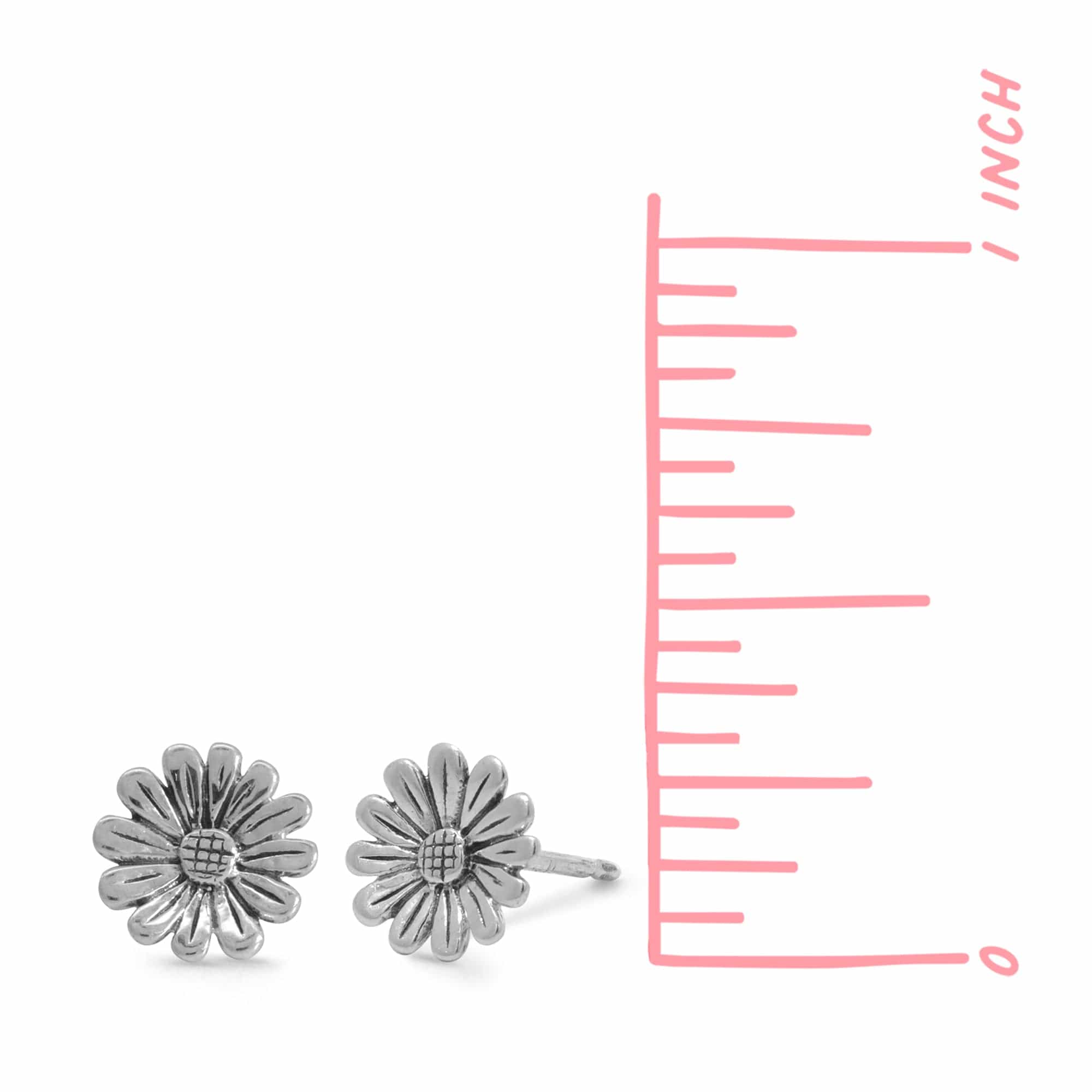 Daisy Flower Stud Earrings with Oxidized Finish - Image 3