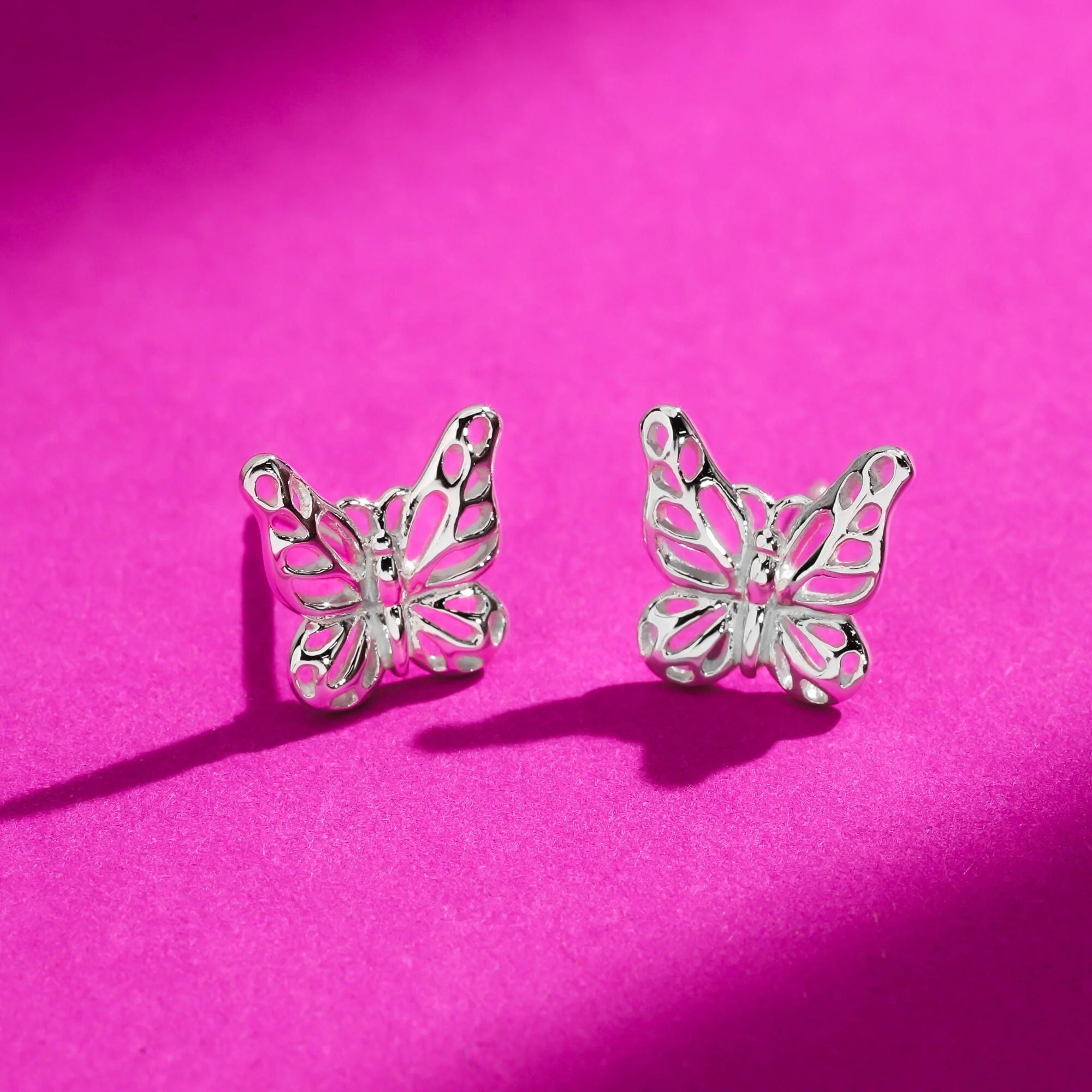 Delicate Outline Monarch Butterfly Earring Studs - Image 3