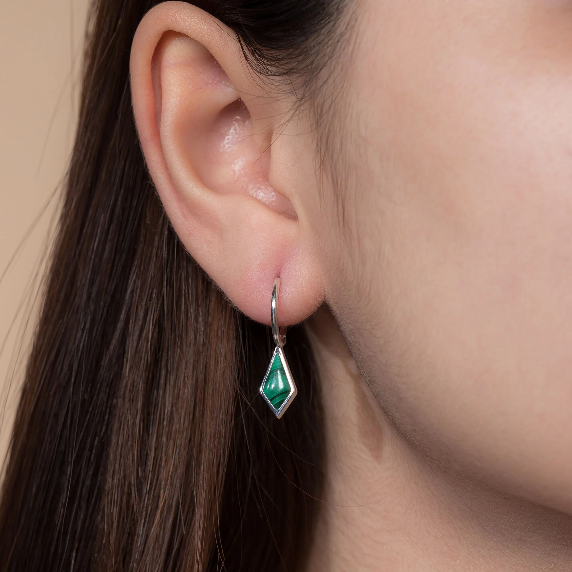 Diamond Drop Huggie Hoops with Stone - Image 2