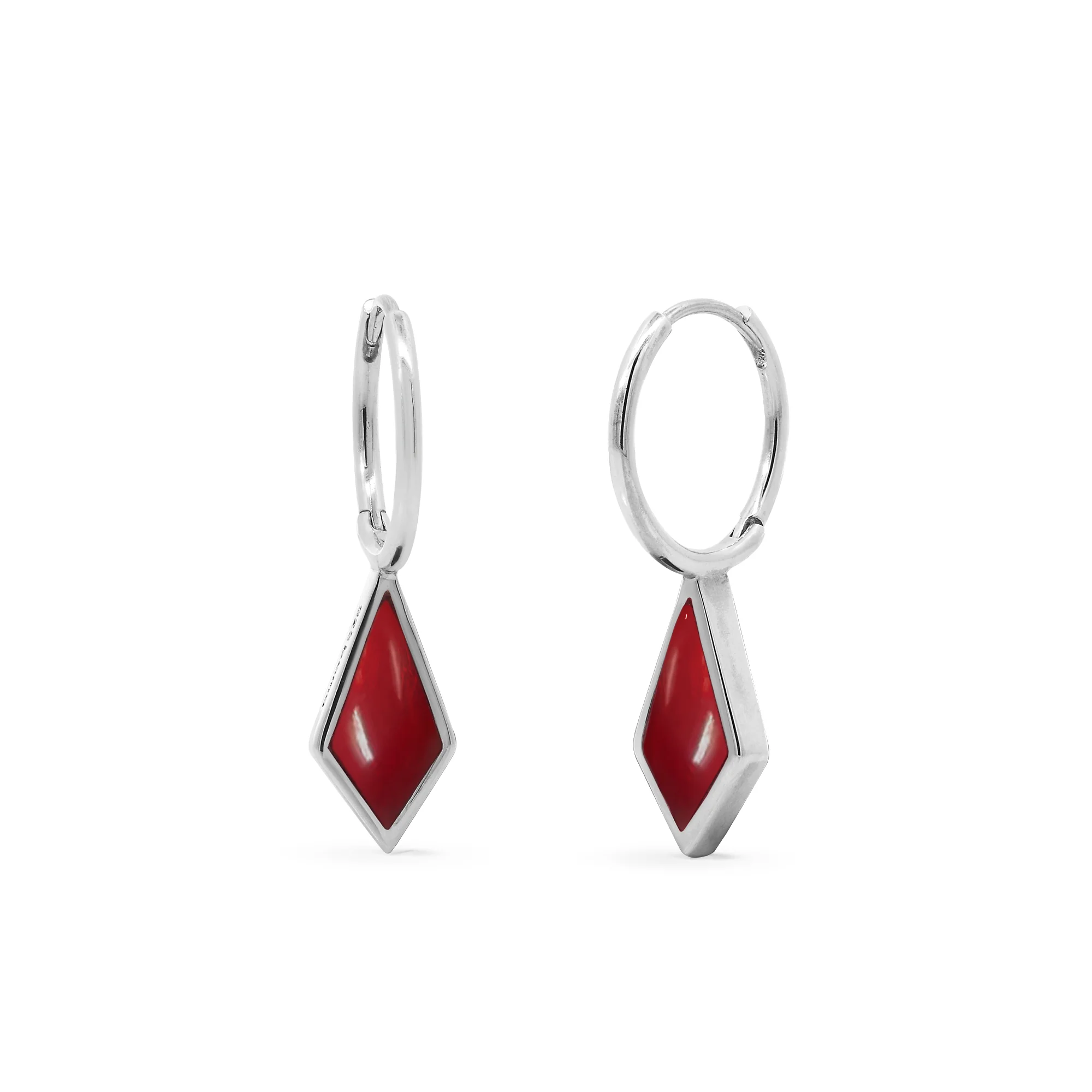 Diamond Drop Huggie Hoops with Stone - Image 4