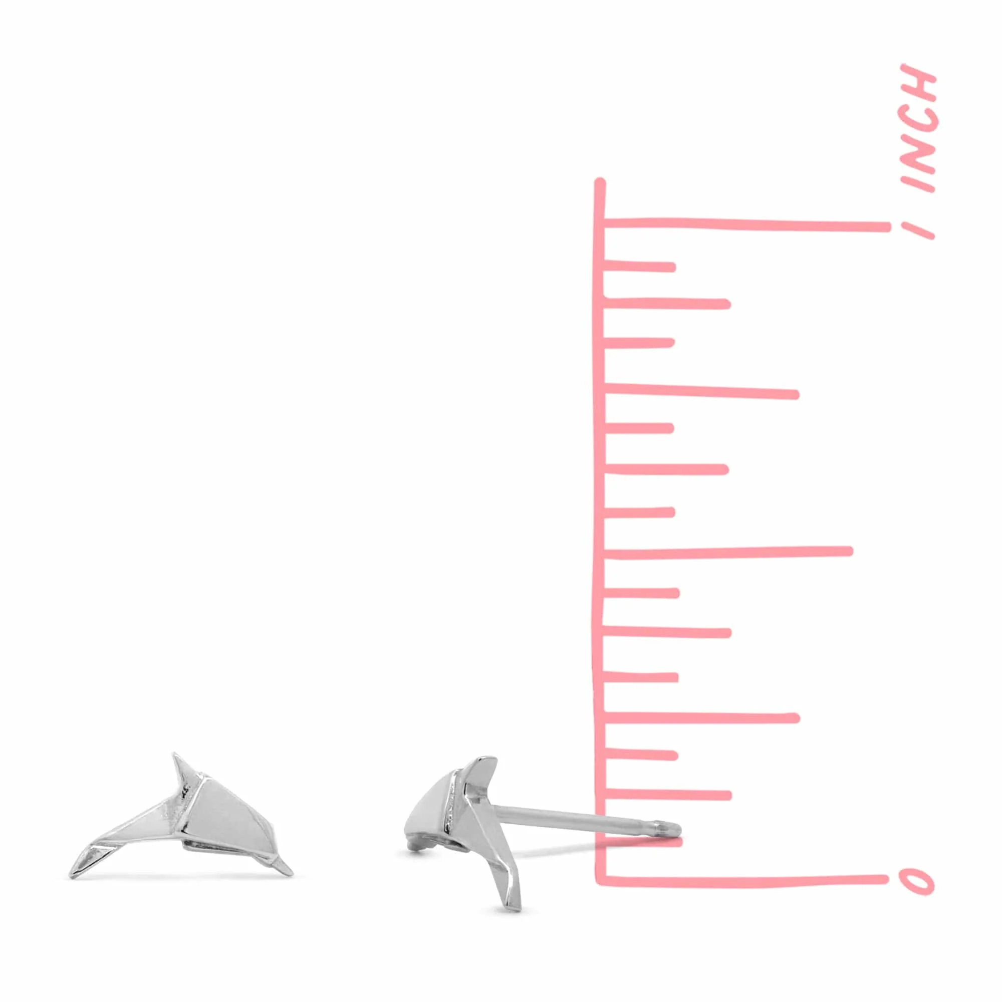 Dolphin Origami Stud Earrings - Image 4