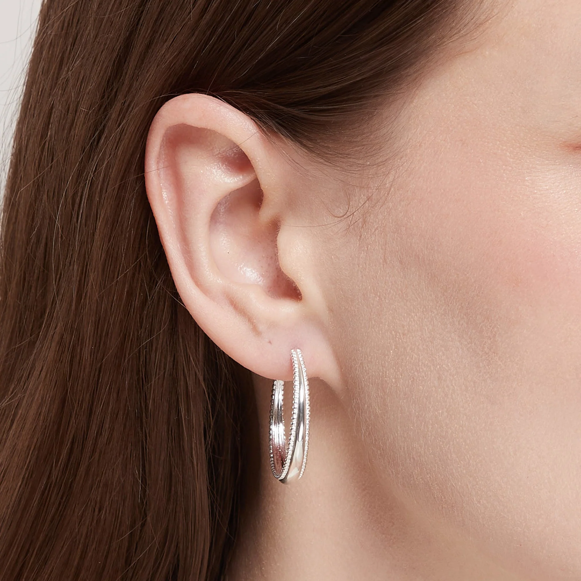 Dotted Edge Hoop Earrings - Image 2