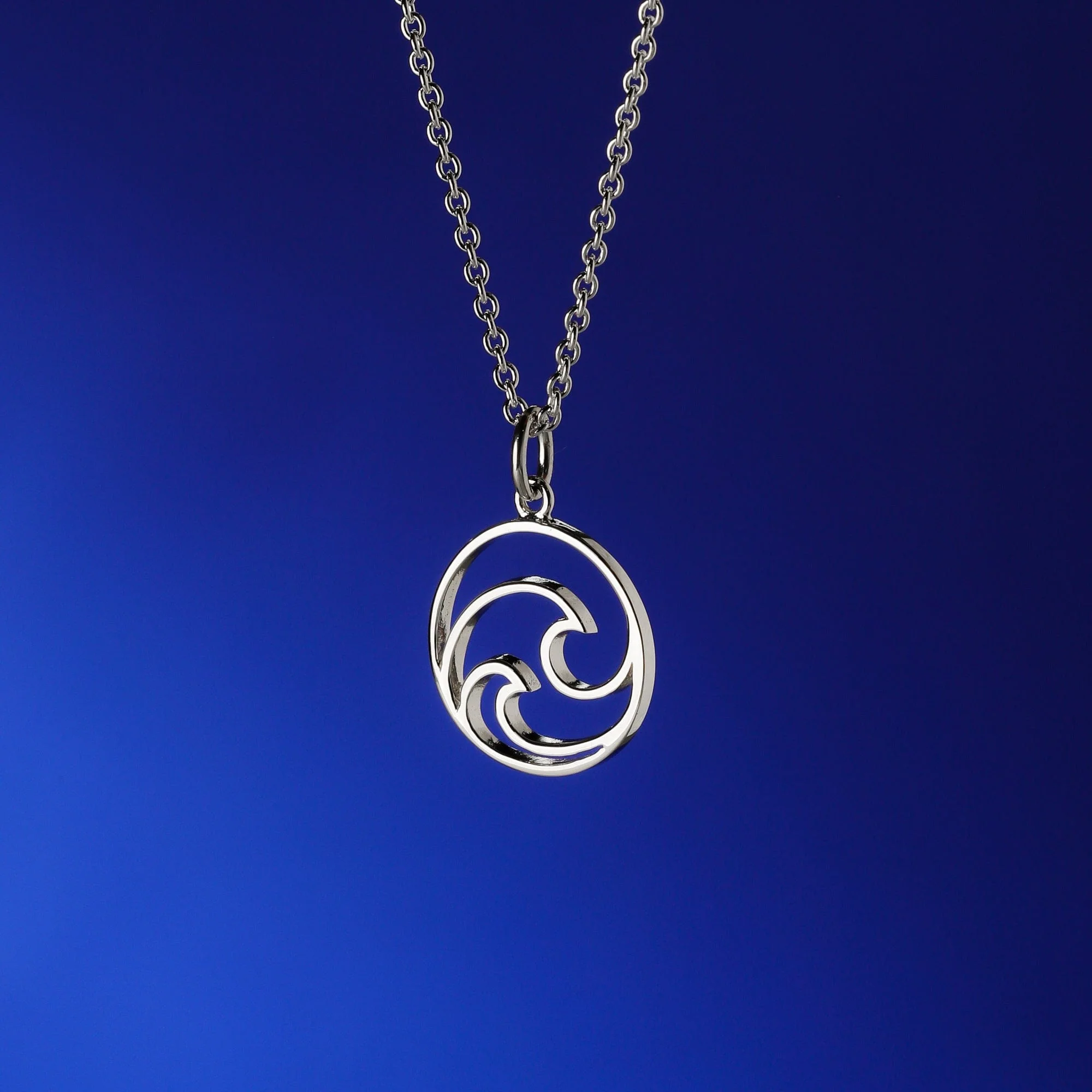 Double Wave Open Circle Pendant Necklace - Image 3