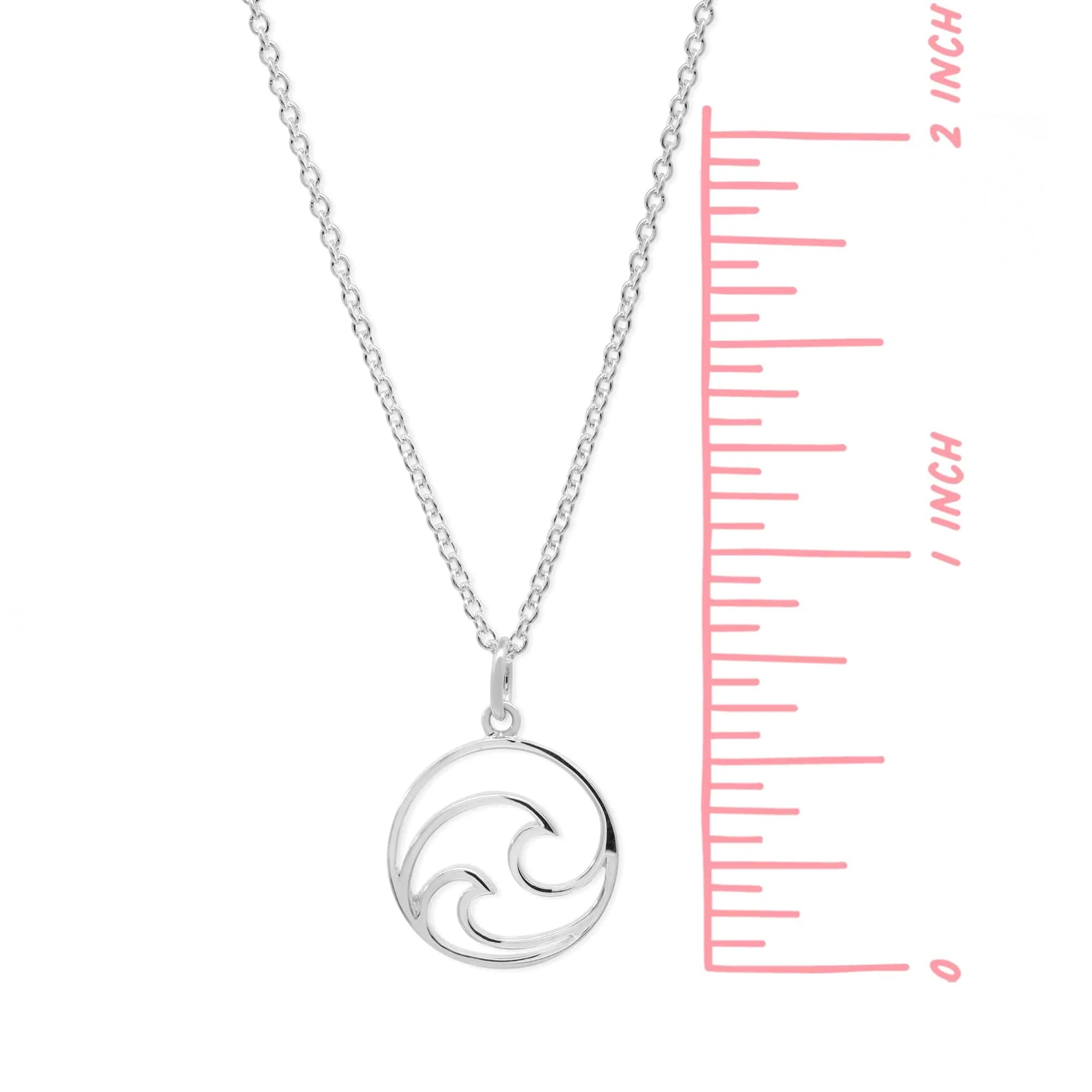 Double Wave Open Circle Pendant Necklace - Image 4