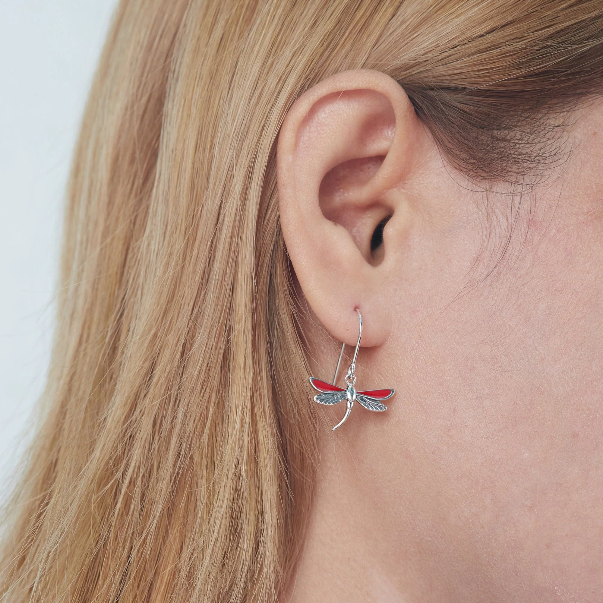 Dragonfly Dangle Earrings with Enamel - Image 6