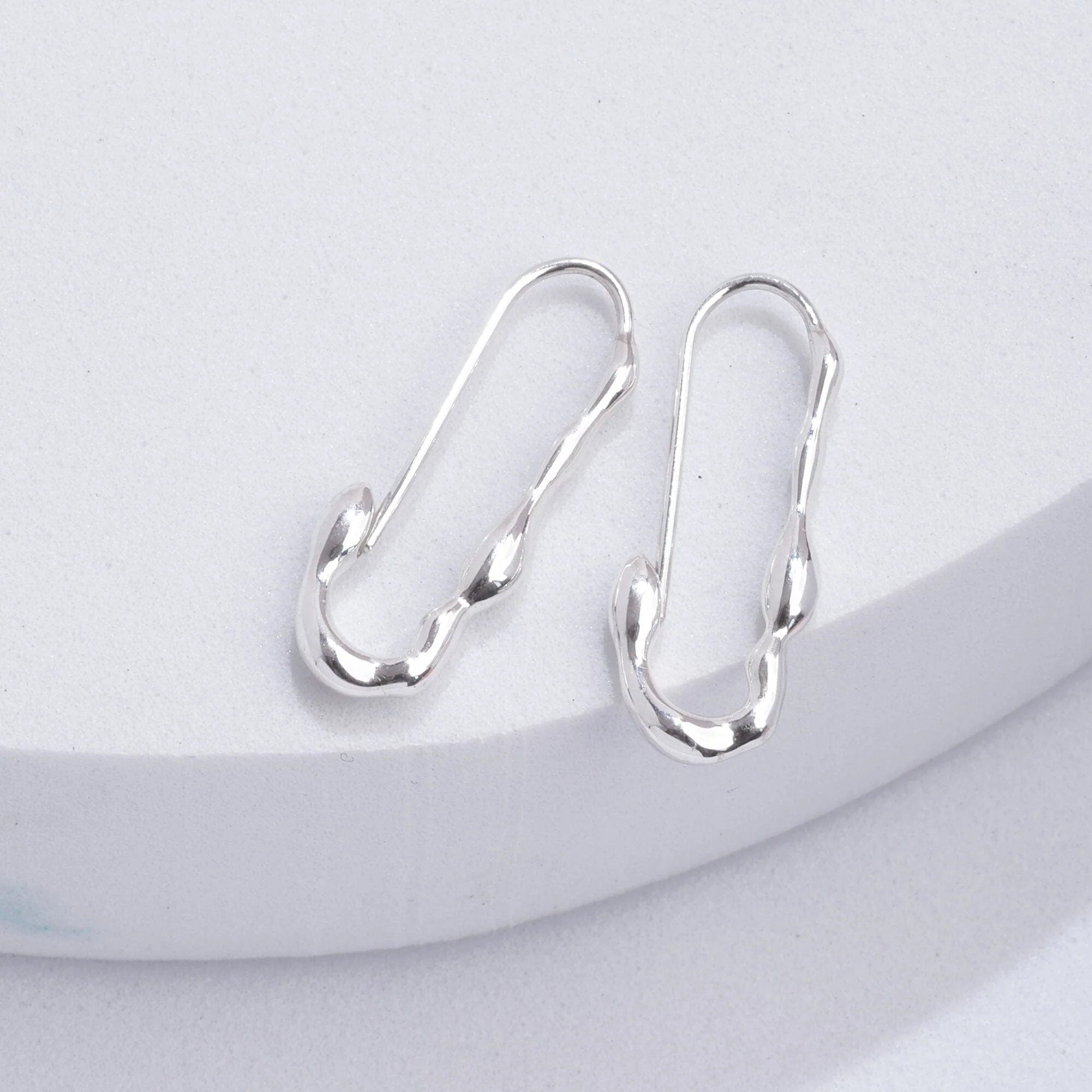 Drip Wax Safety Pin Hoops - Image 3