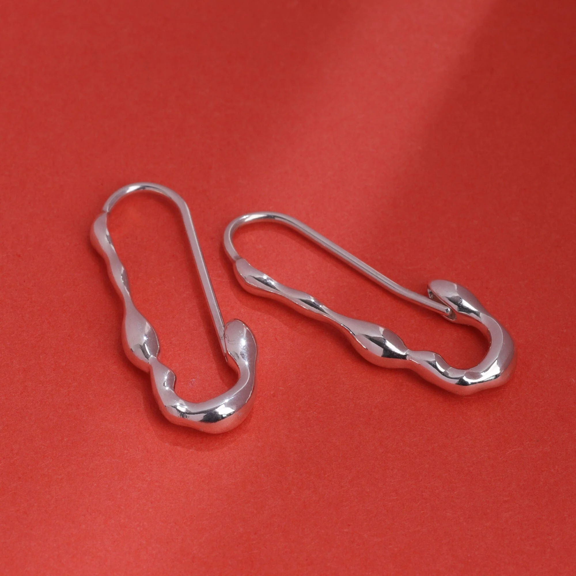 Drip Wax Safety Pin Hoops - Image 4