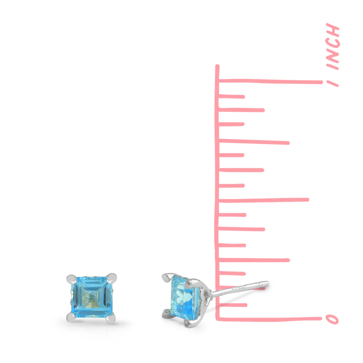 Square Gemstone Studs - Image 3