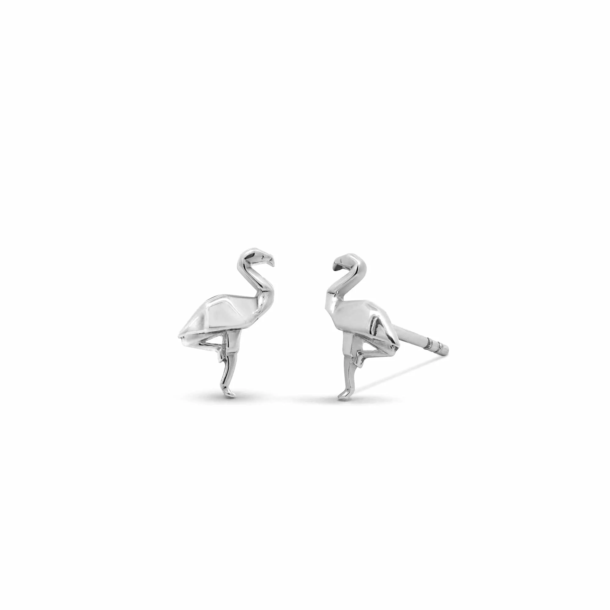 Flamingo Origami Stud Earrings
