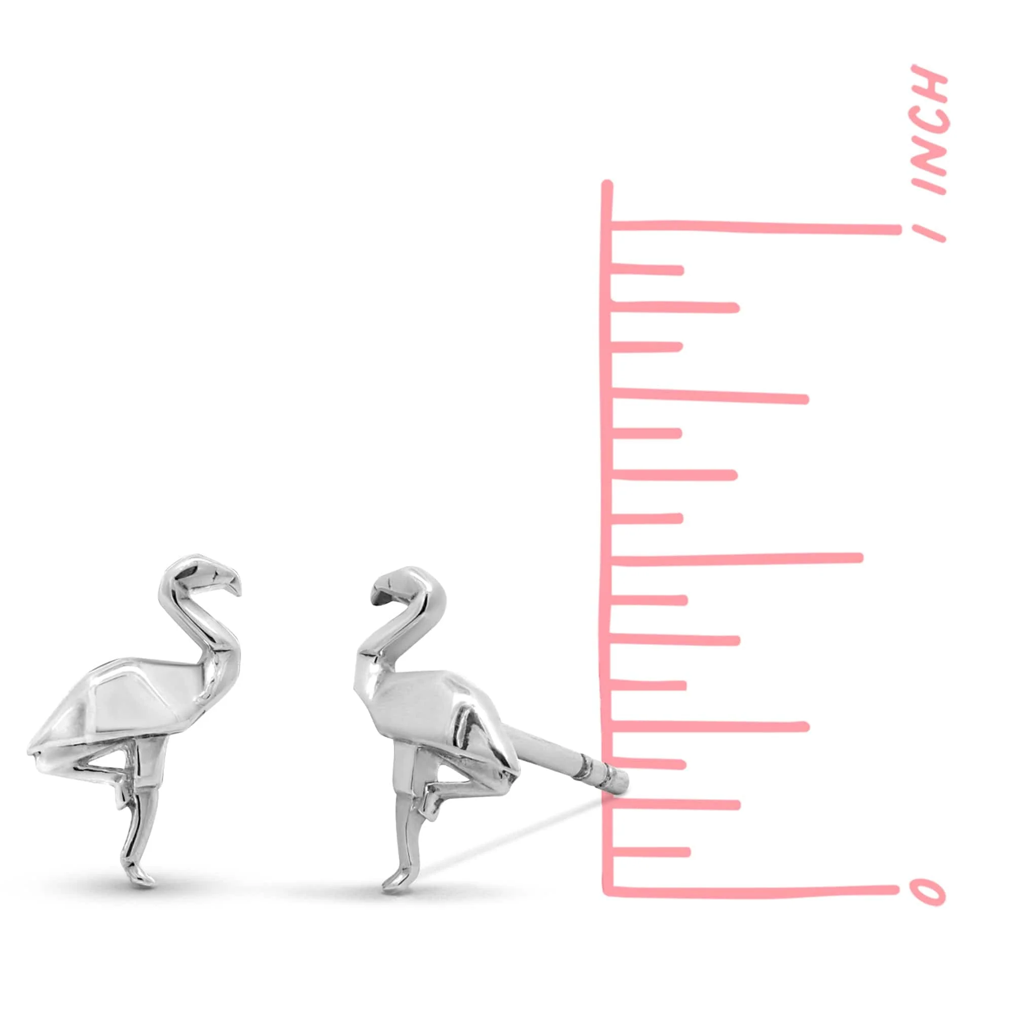 Flamingo Origami Stud Earrings - Image 4