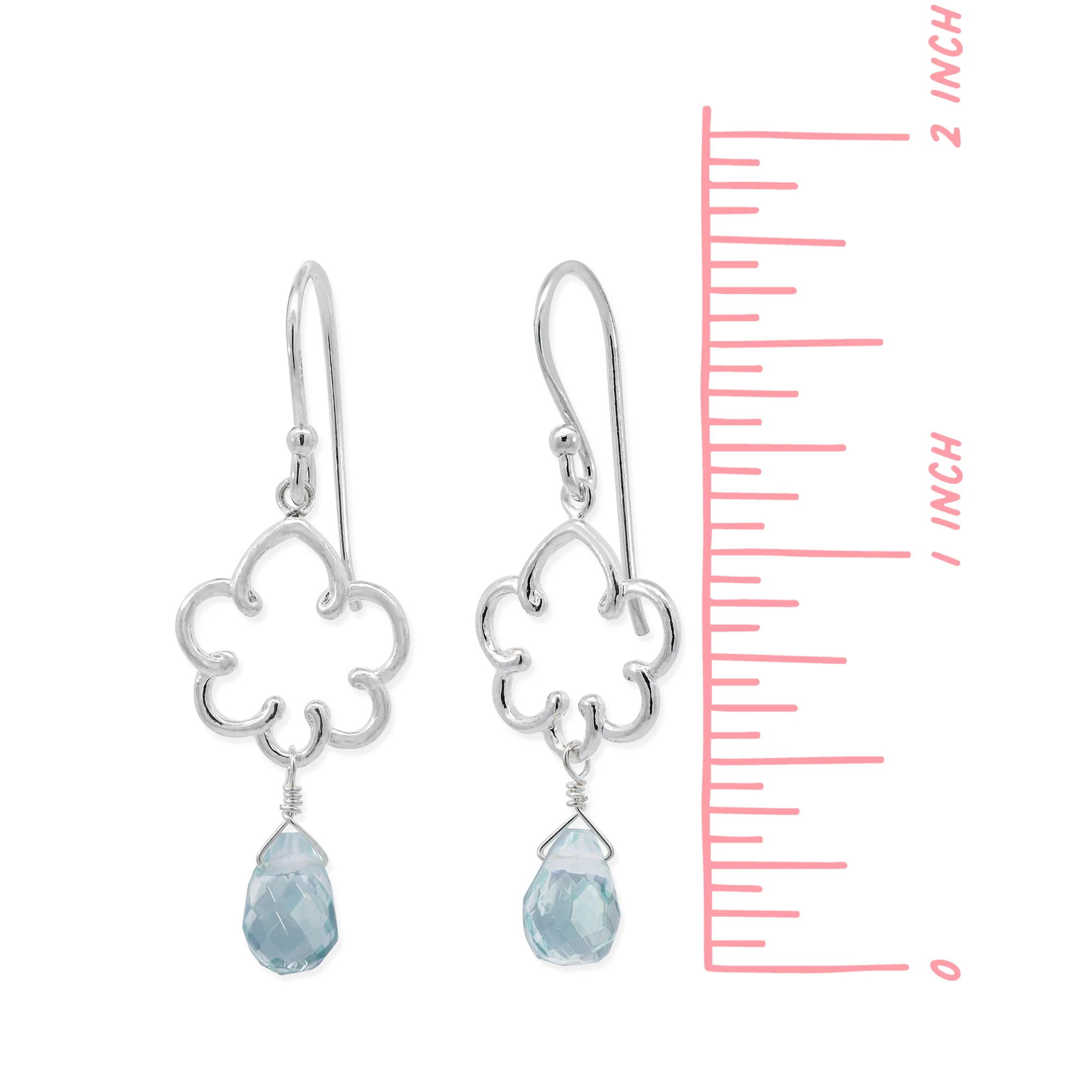 Floral Curly Dangles with Aquamarine Glass - Image 4