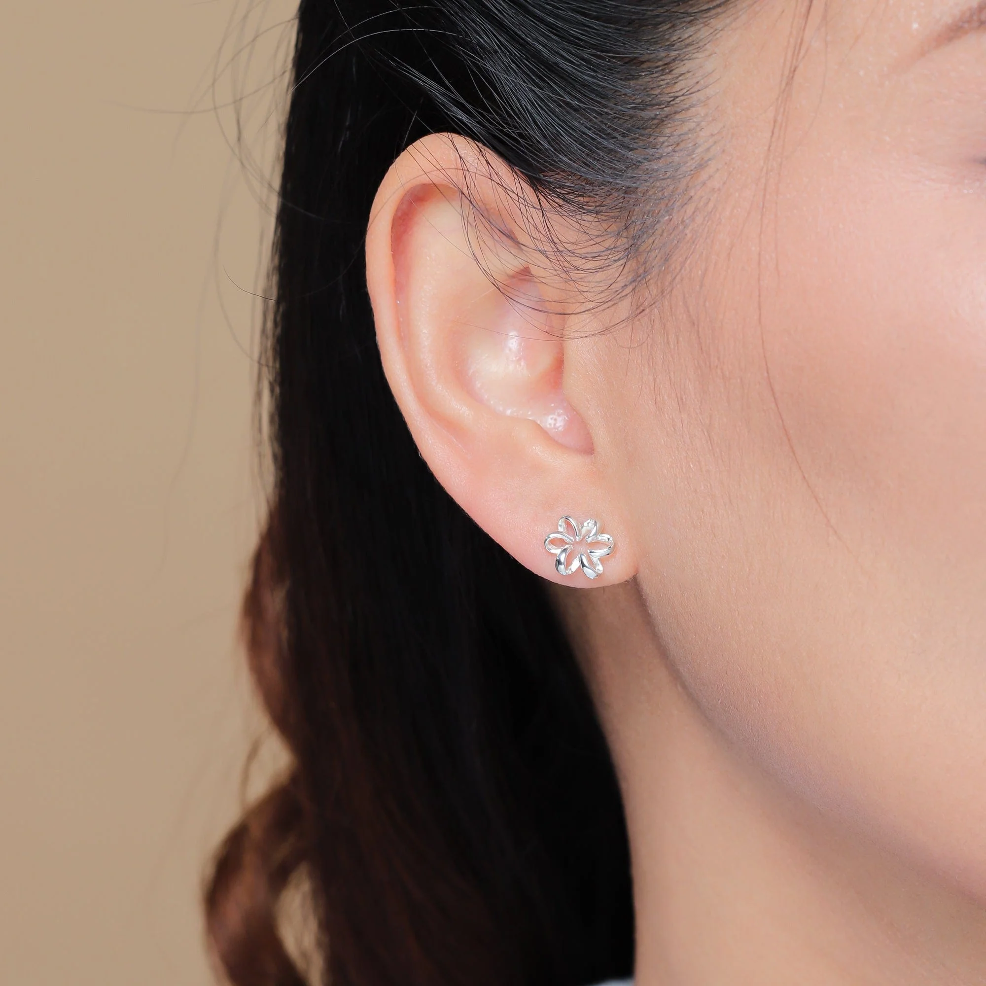 Floral Curly Earring Studs - Image 2