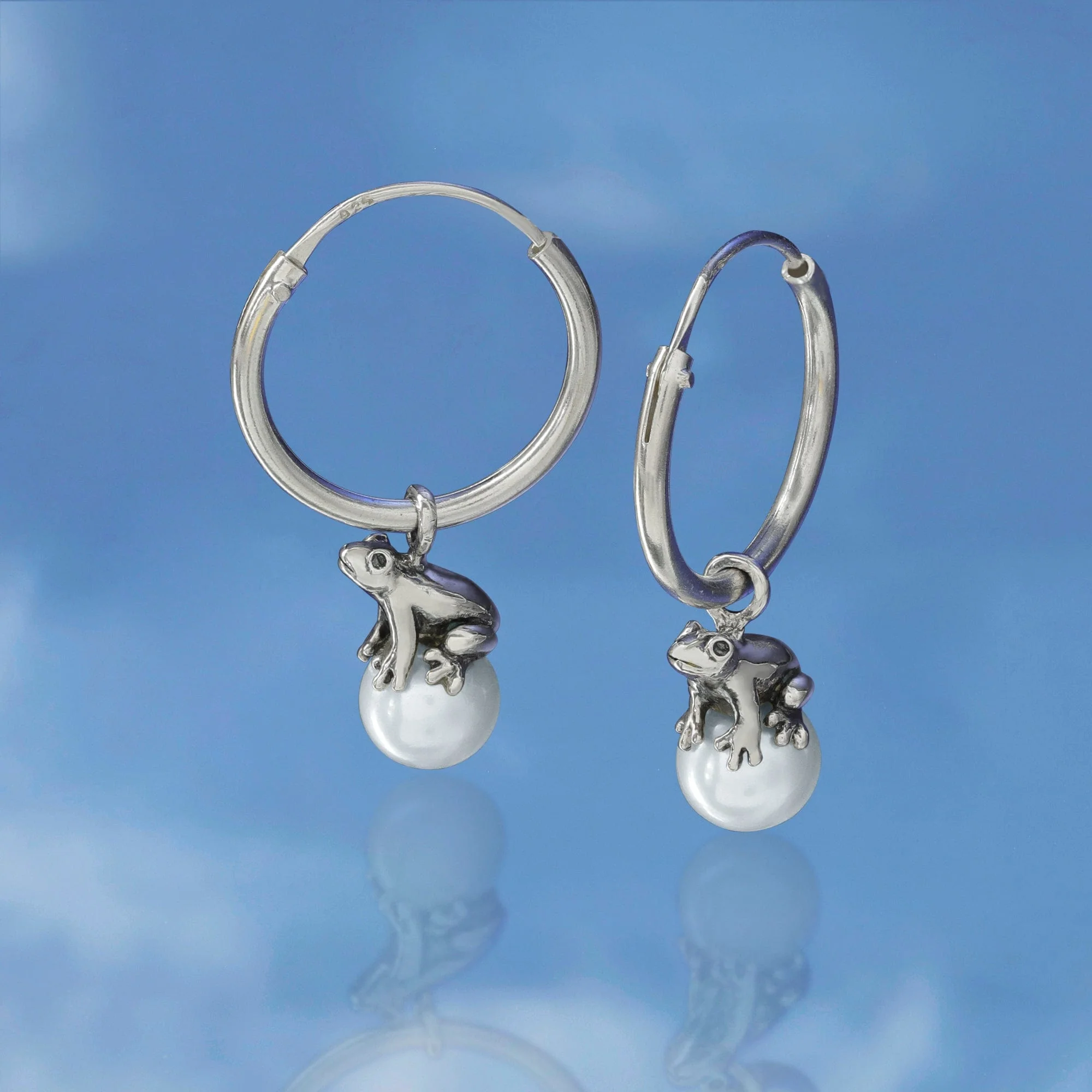 Frog on a Pearl Hoops - Image 3