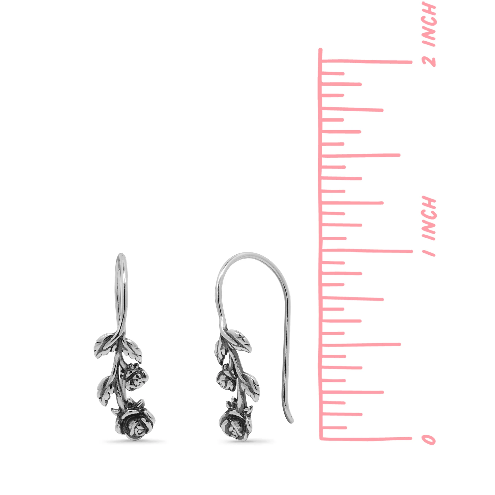Full Stem Rose Drop Earrings - Image 5
