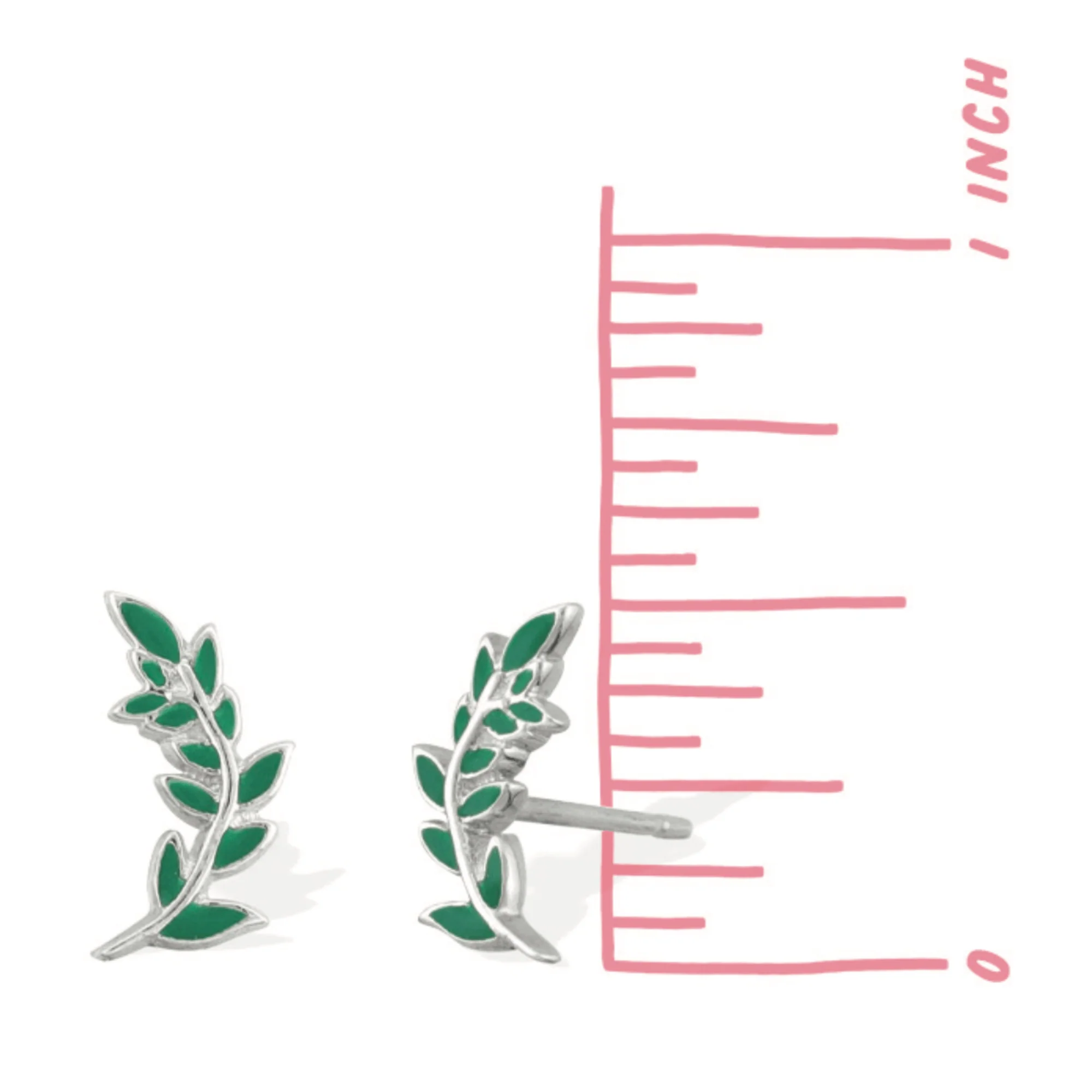 Green Leaf Stud Earrings - Image 3