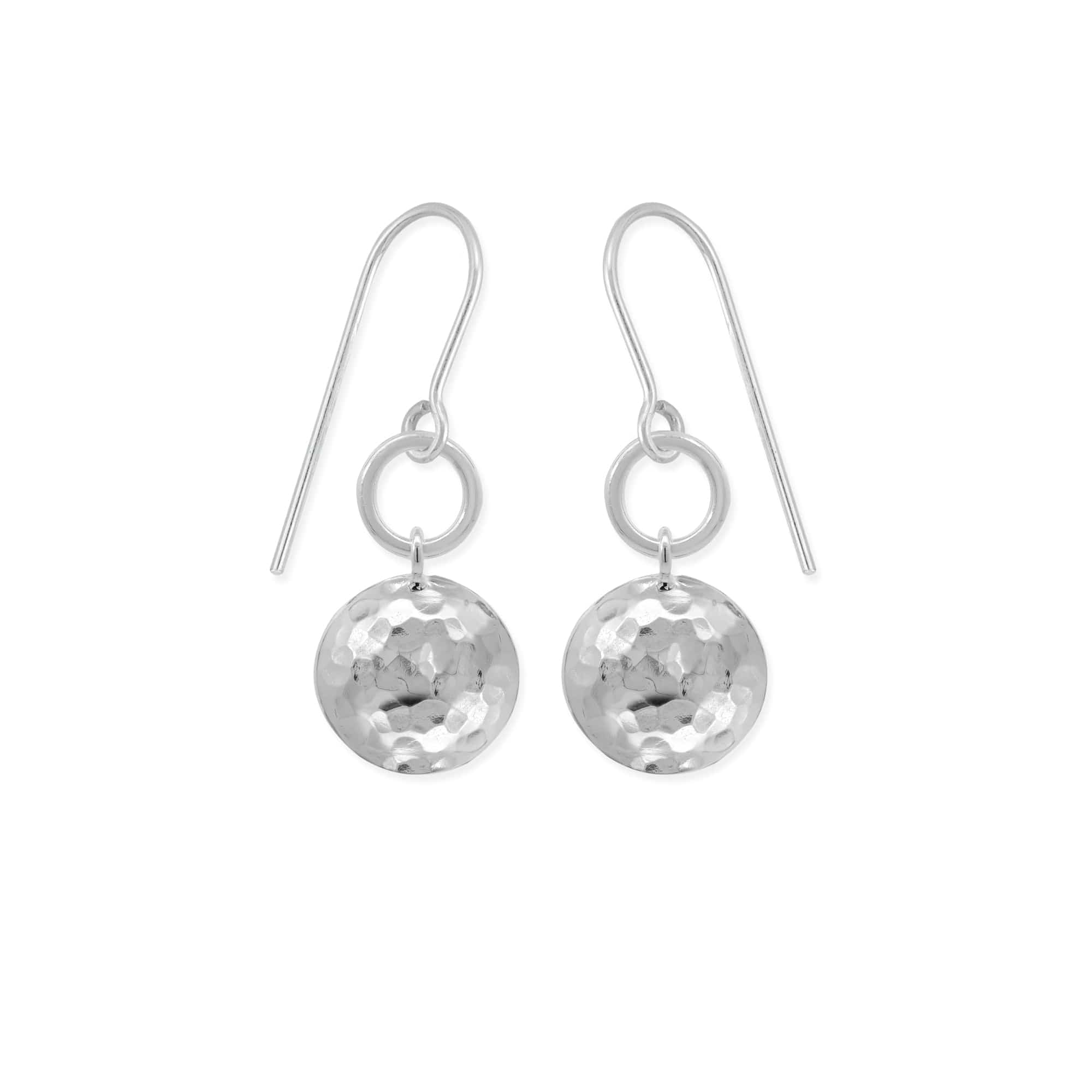 Hammered Disc Drop Earrings