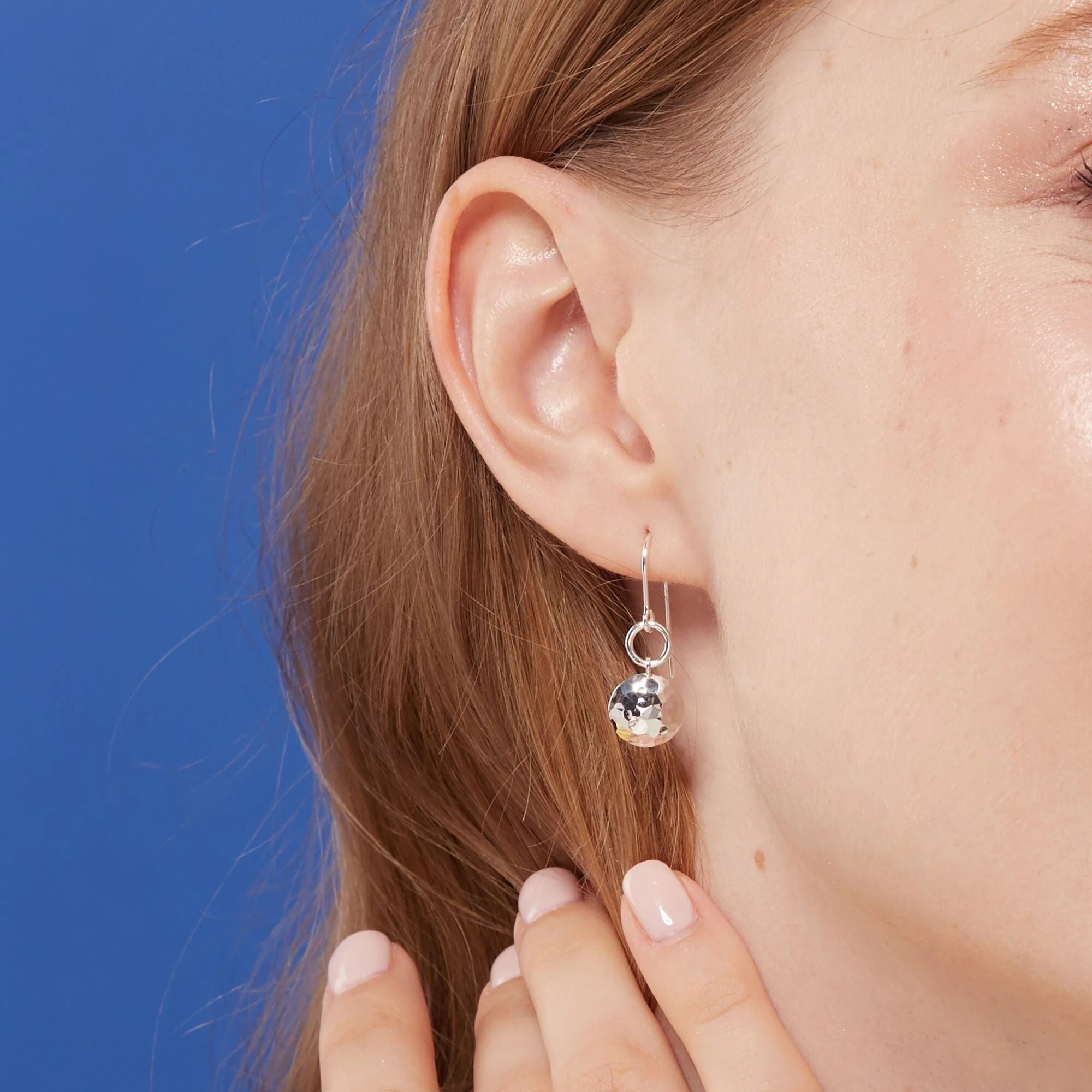 Hammered Disc Drop Earrings - Image 2