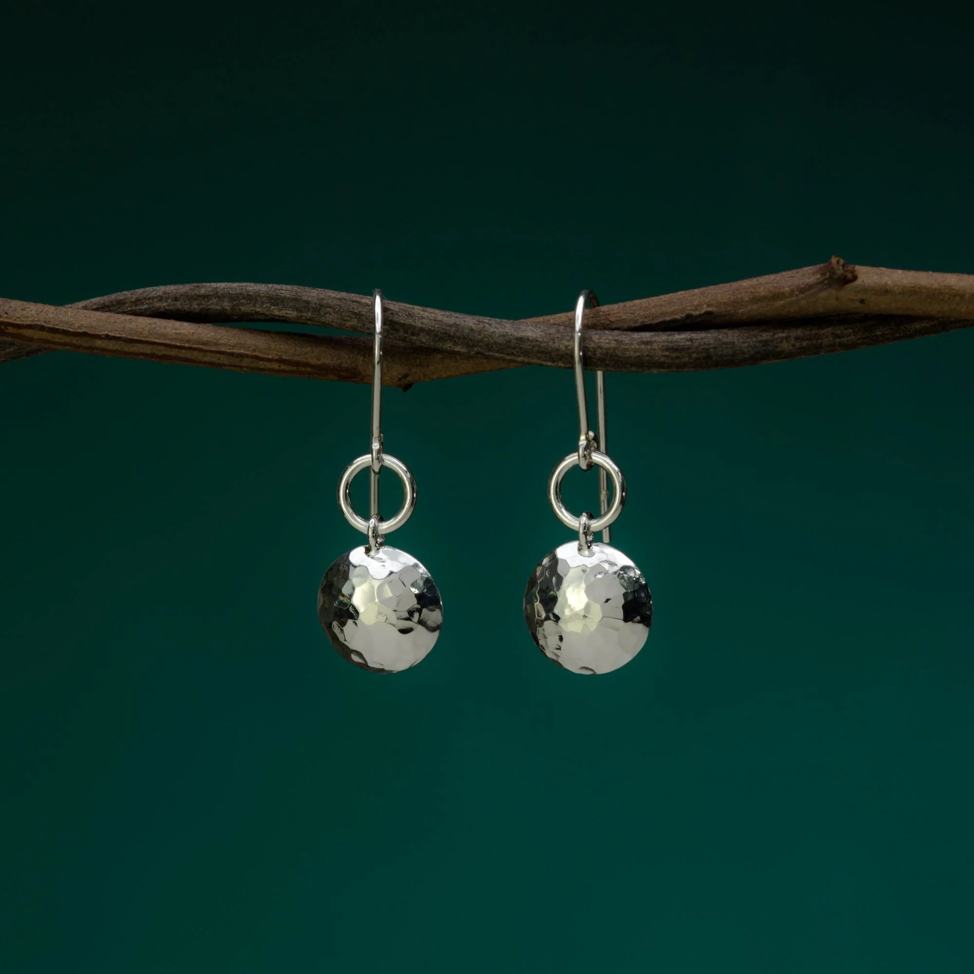 Hammered Disc Drop Earrings - Image 3