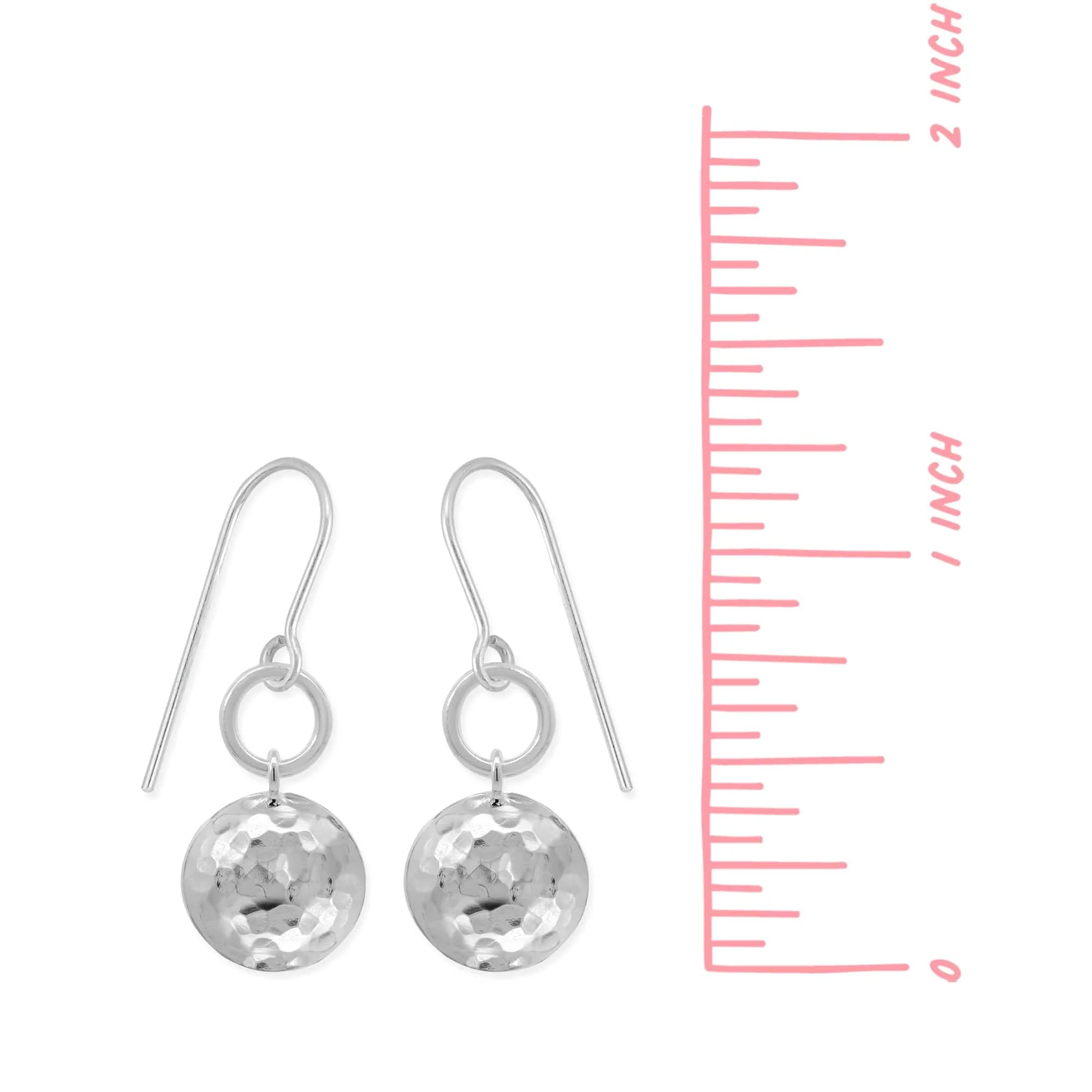 Hammered Disc Drop Earrings - Image 4