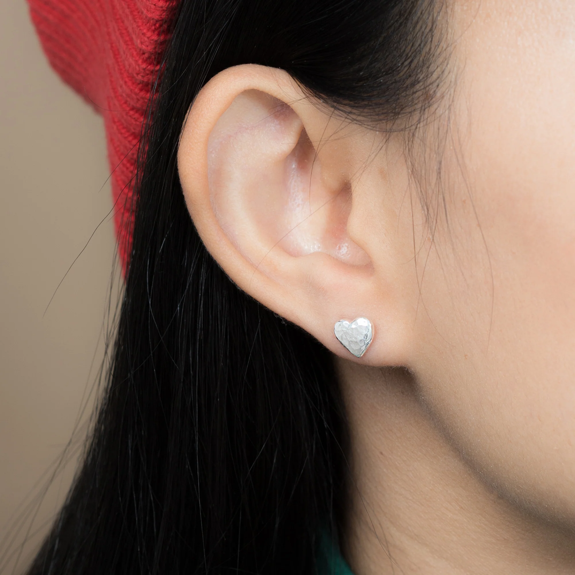 Hammered Heart Studs - Image 2