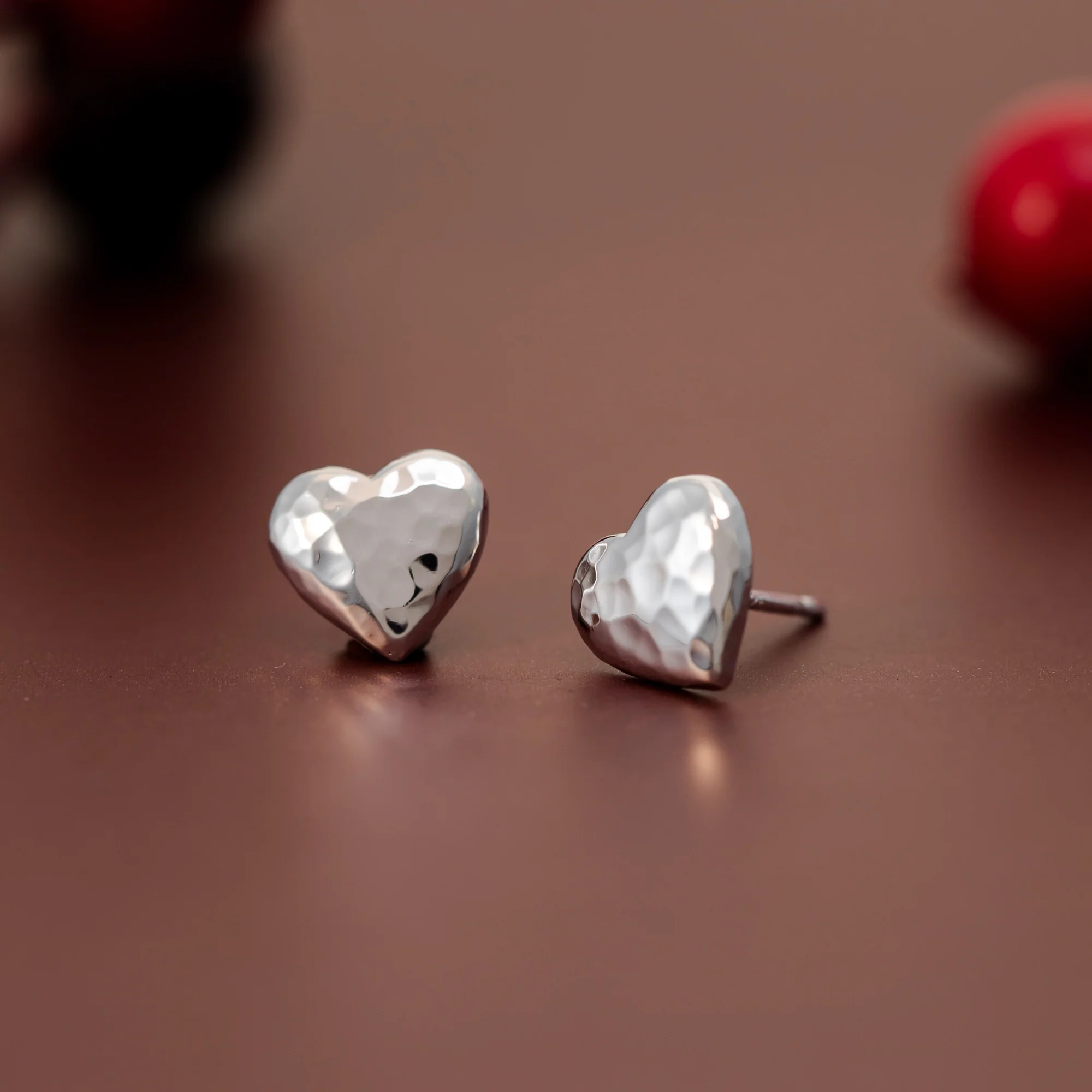 Hammered Heart Studs - Image 3