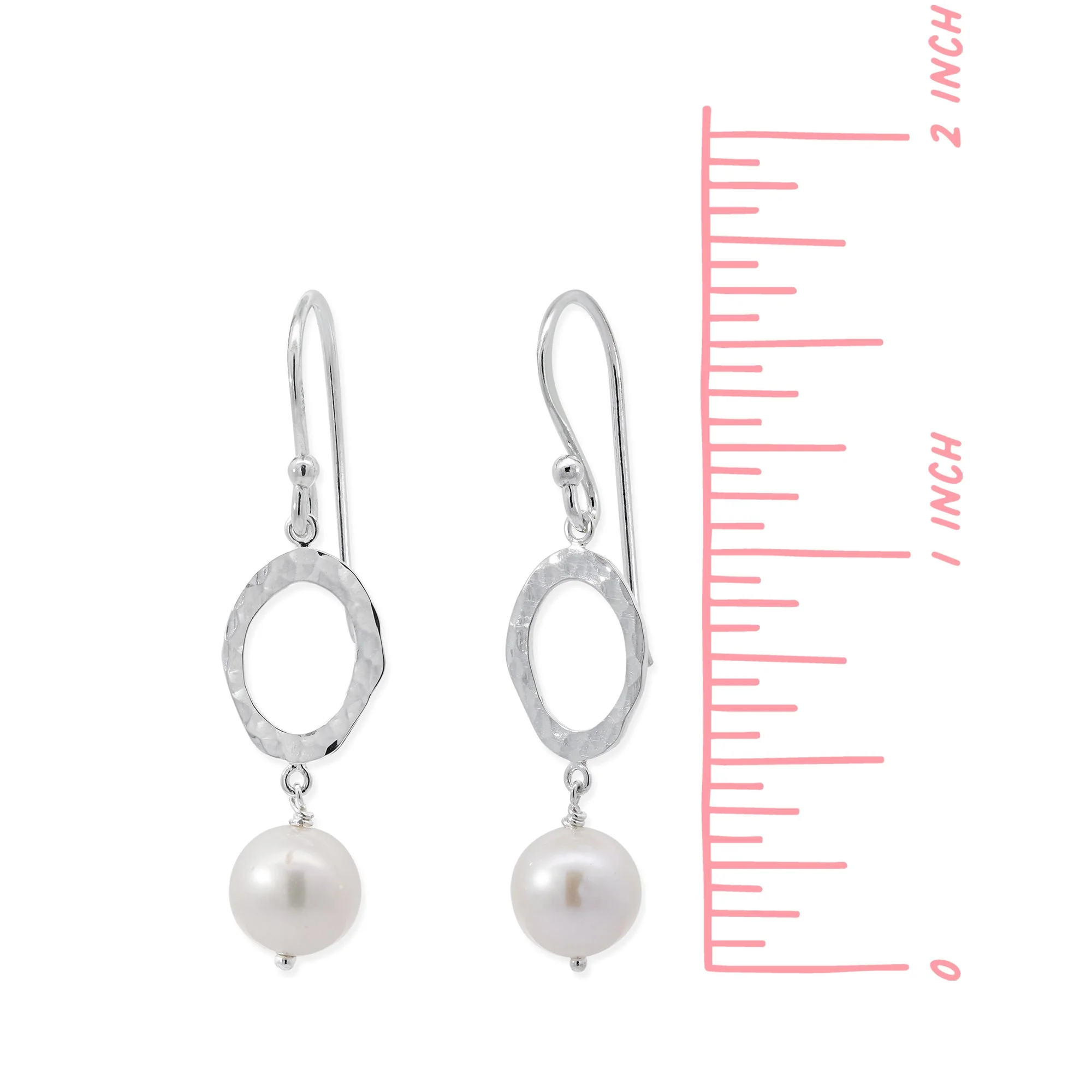 Hammered Oval Dangles with Pearl - Image 4