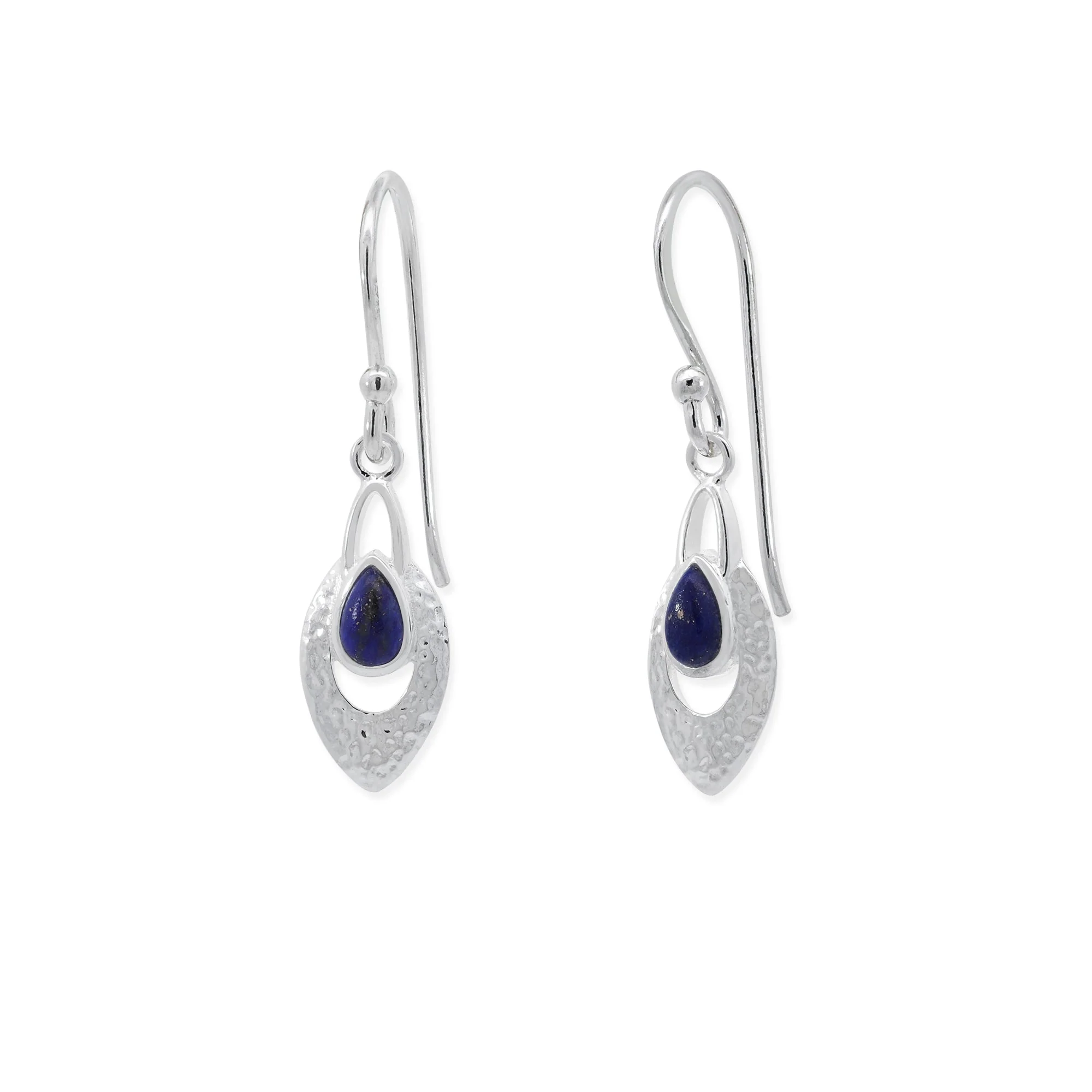 Hammered Teardrop Dangles with Stone - Image 2