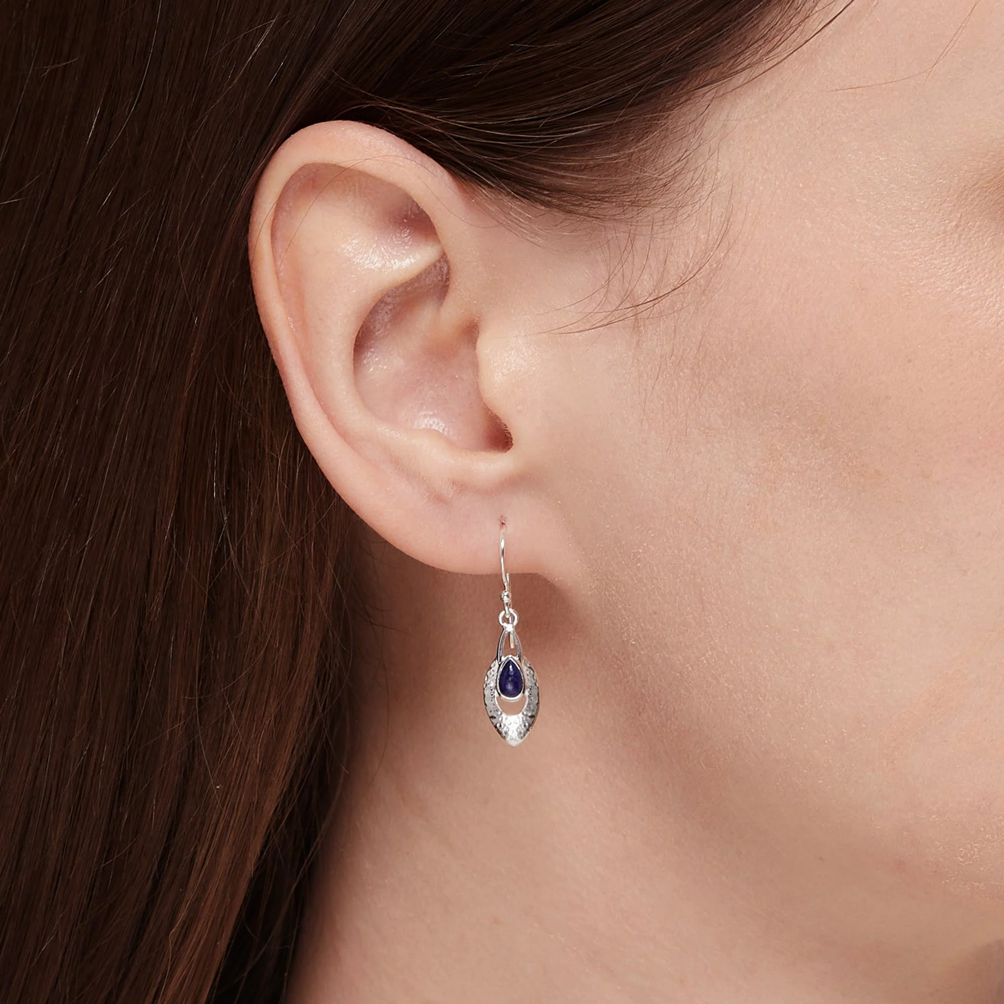 Hammered Teardrop Dangles with Stone - Image 5