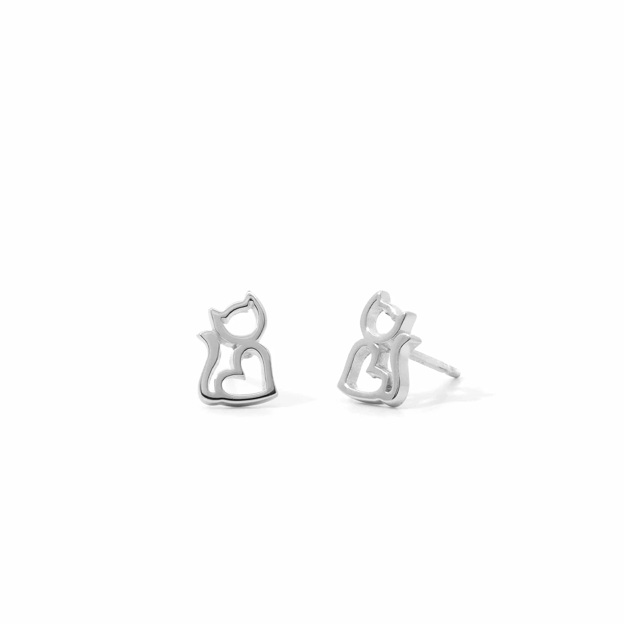 Heart-Shaped Cat Earring Studs